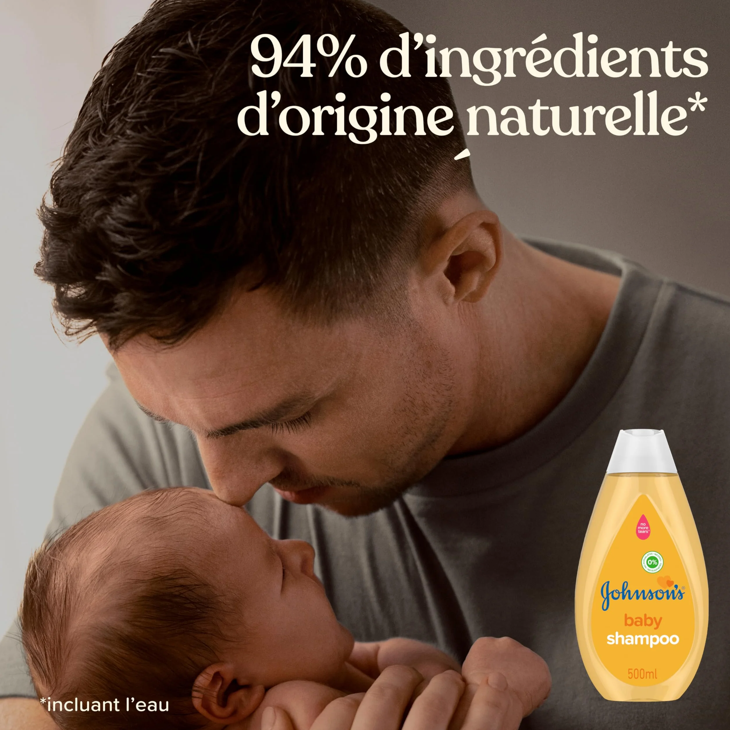 Johnson's Baby Shampoing 500 mL Ne pique pas les yeux 94% ingrédients naturels