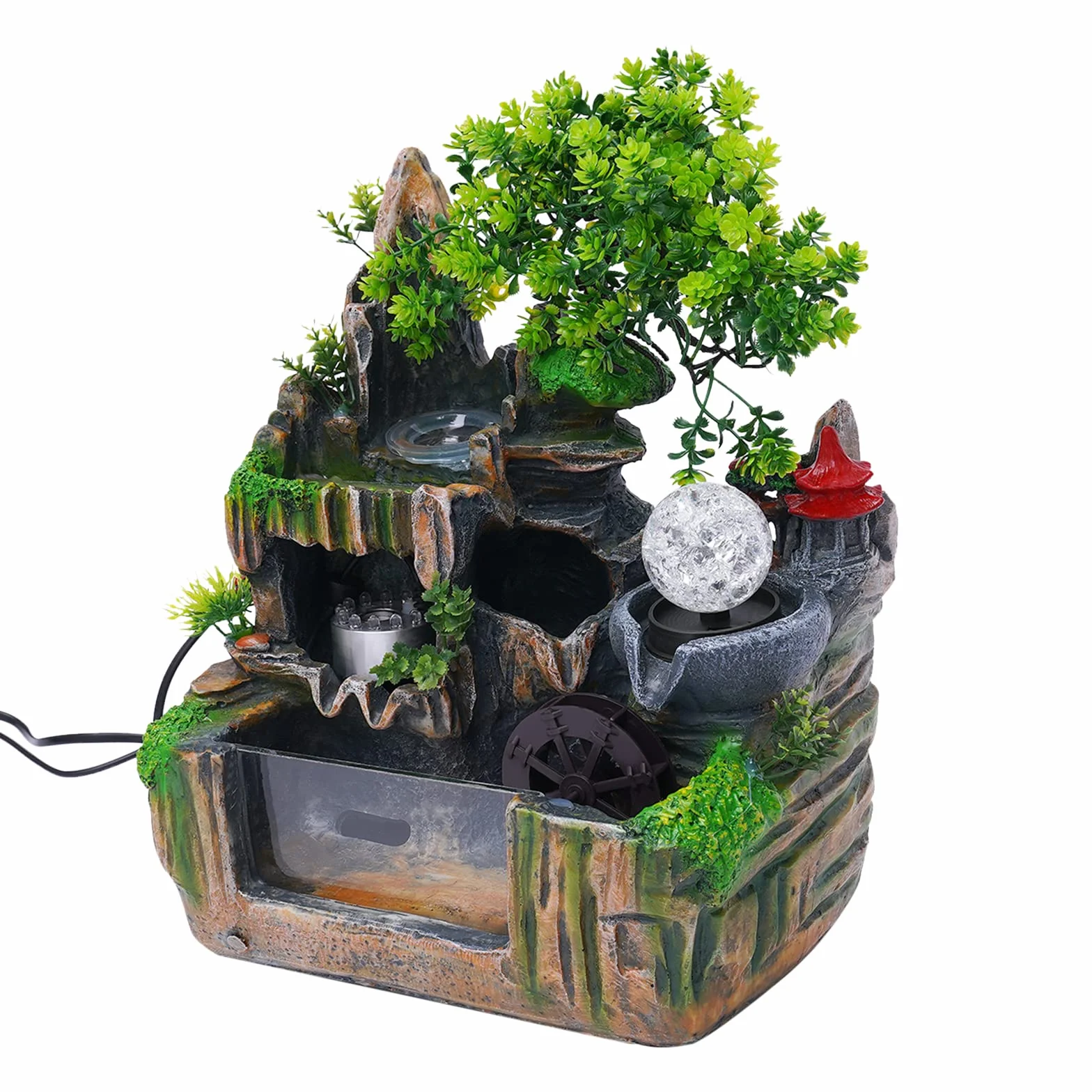 Fontaine d'intérieur avec éclairage LED 30x18x33 cm résine