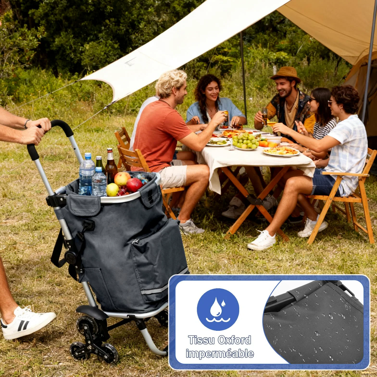 Sekey Chariot de Courses 3 Roues Monte Escalier Pliable 3 en 1, Caddie Isotherme avec Sac Amovible, Diable et Trolley, Grande Capacité, Léger et Solide, Idéal Courses et Seniors – Gris