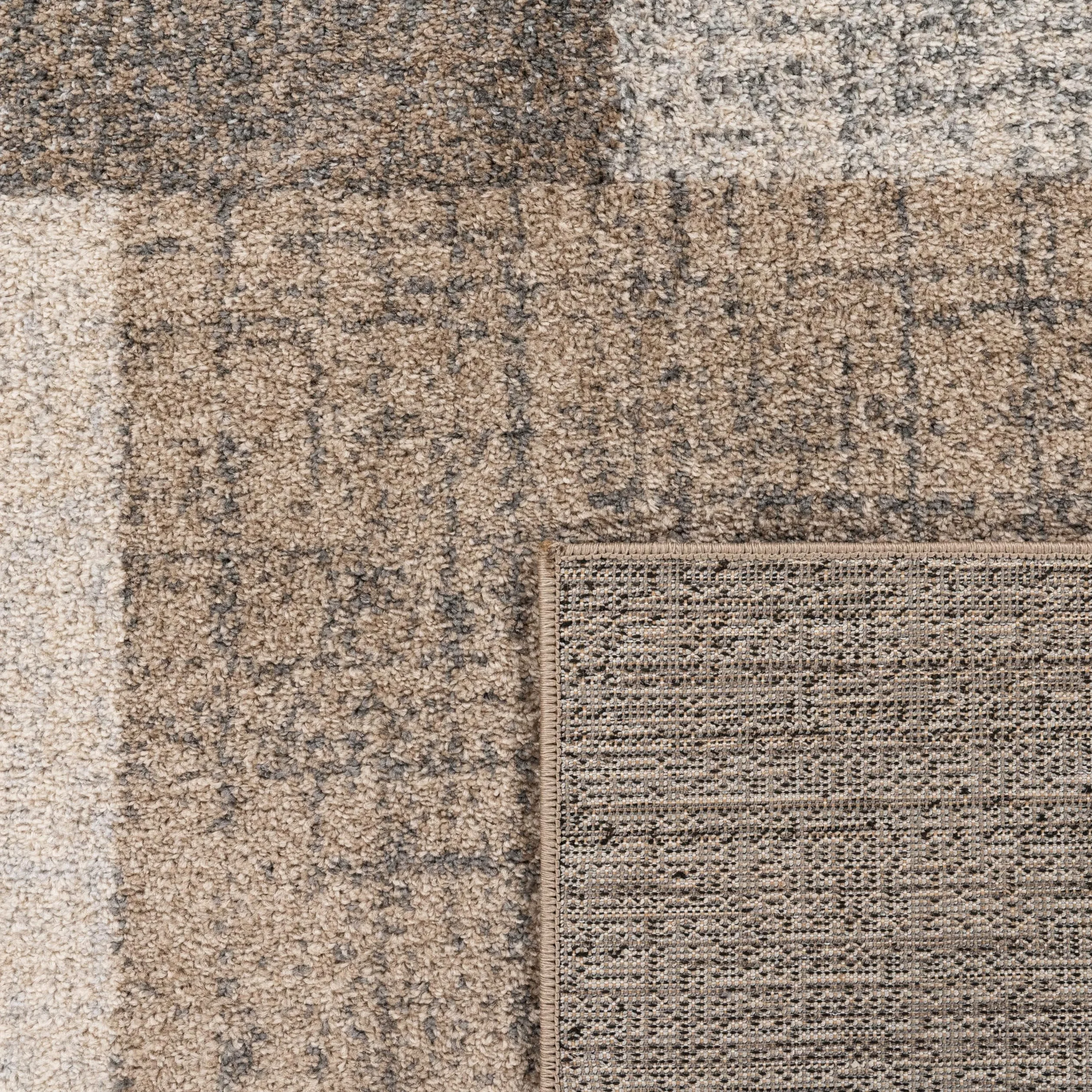 Paco Home Tapis Moderne à Carreaux Poils Courts Moucheté Brun Crème, Dimension:140x200 cm