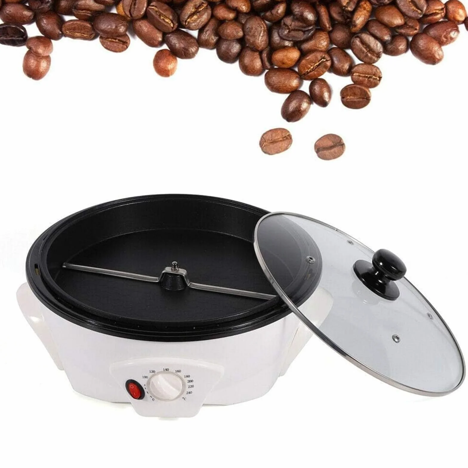Torréfacteur à café électrique 1200 W réglage température 0-240 °C pour maison