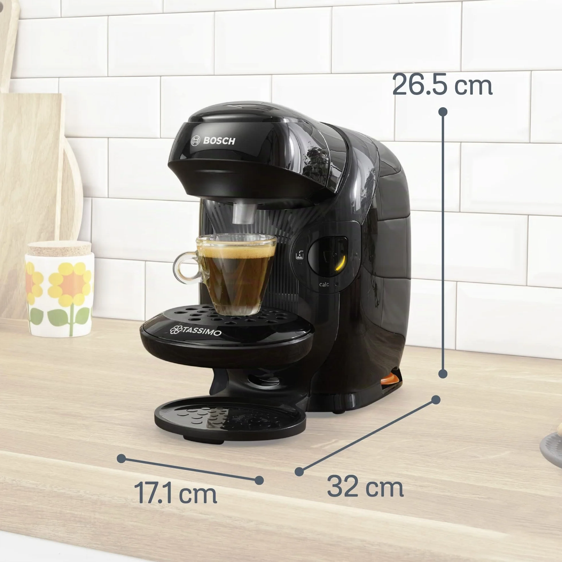 Bosh Machine à Café Tassimo Style, TAS1102, plus de 40 boissons chaudes, OneTouch, cafetière à dosettes, format compact, Intellibrew, noir