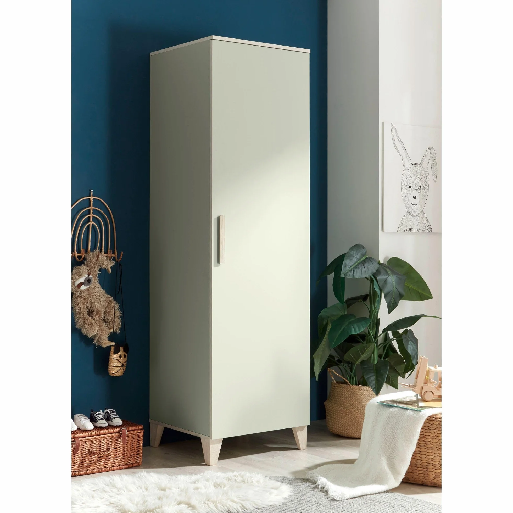 Stella Trading Prizzi Complet Ensemble de Meubles Chambre 3 pièces Armoire Lit Bébé Commode à Langer Bois Vert Pastel