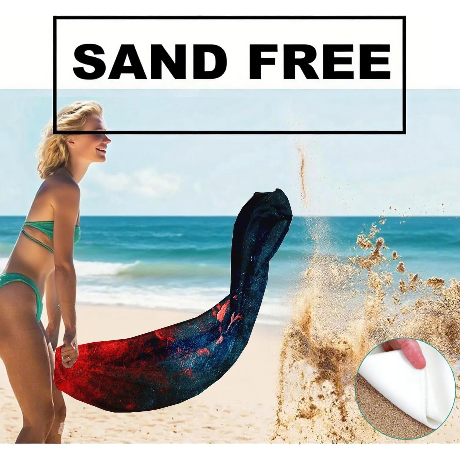 Serviette de Plage XXL 100x200 cm,Bleu Serviette Plage Microfibre avec Séchage Rapide, Anti-Sable, Absorbante Fonction Design pour Vacances Piscine Pique-Nique Voyages Yoga, Cadeau Femme Q-679
