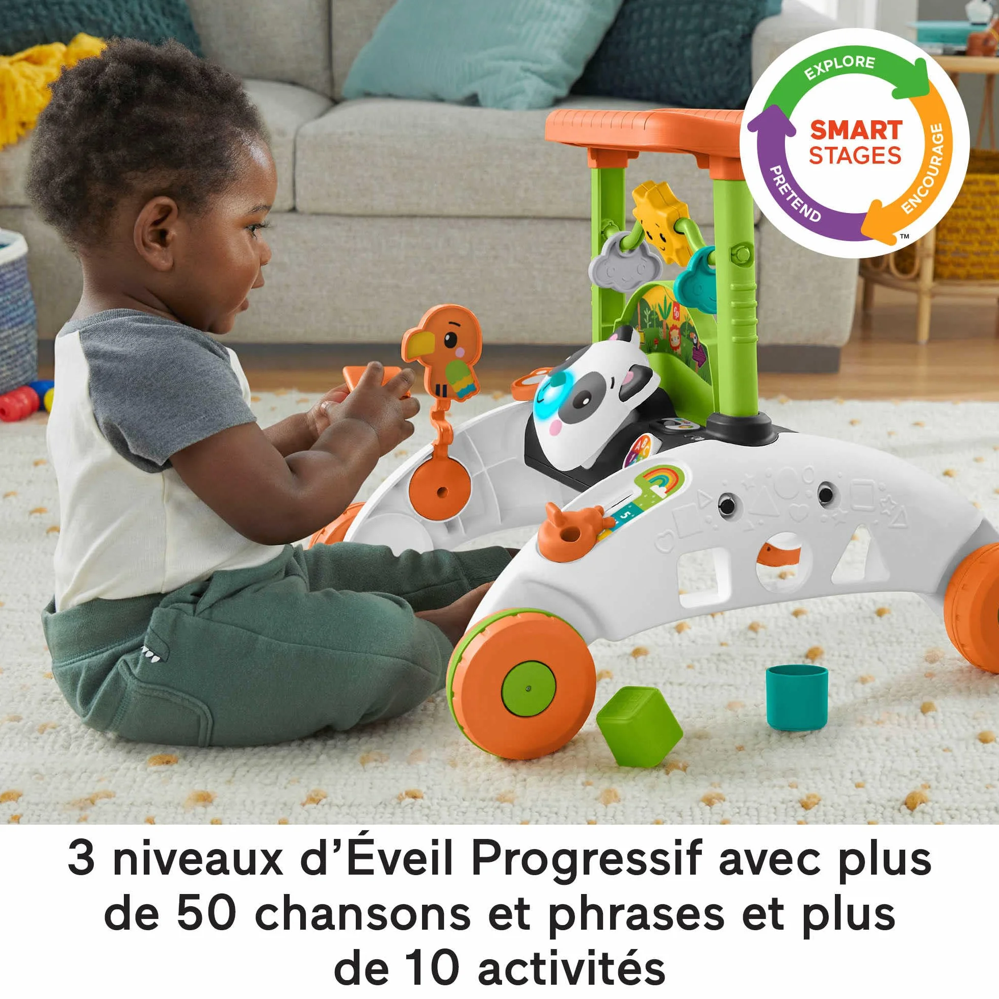 Fisher-Price Trotteur interactif 2 côtés Rythme Stable HJY73