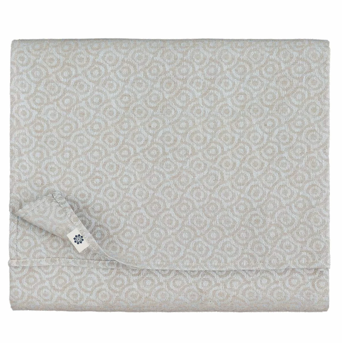 Linen & Cotton Jacquard Nappe de Table Ornements Désign Cervo - 100% Lin, Bleu Clair Beige (147 x 200 cm) Lavable Rectangulaire Grande Taille Couverture pour la Cuisine Décoration Salle à Manger Salon