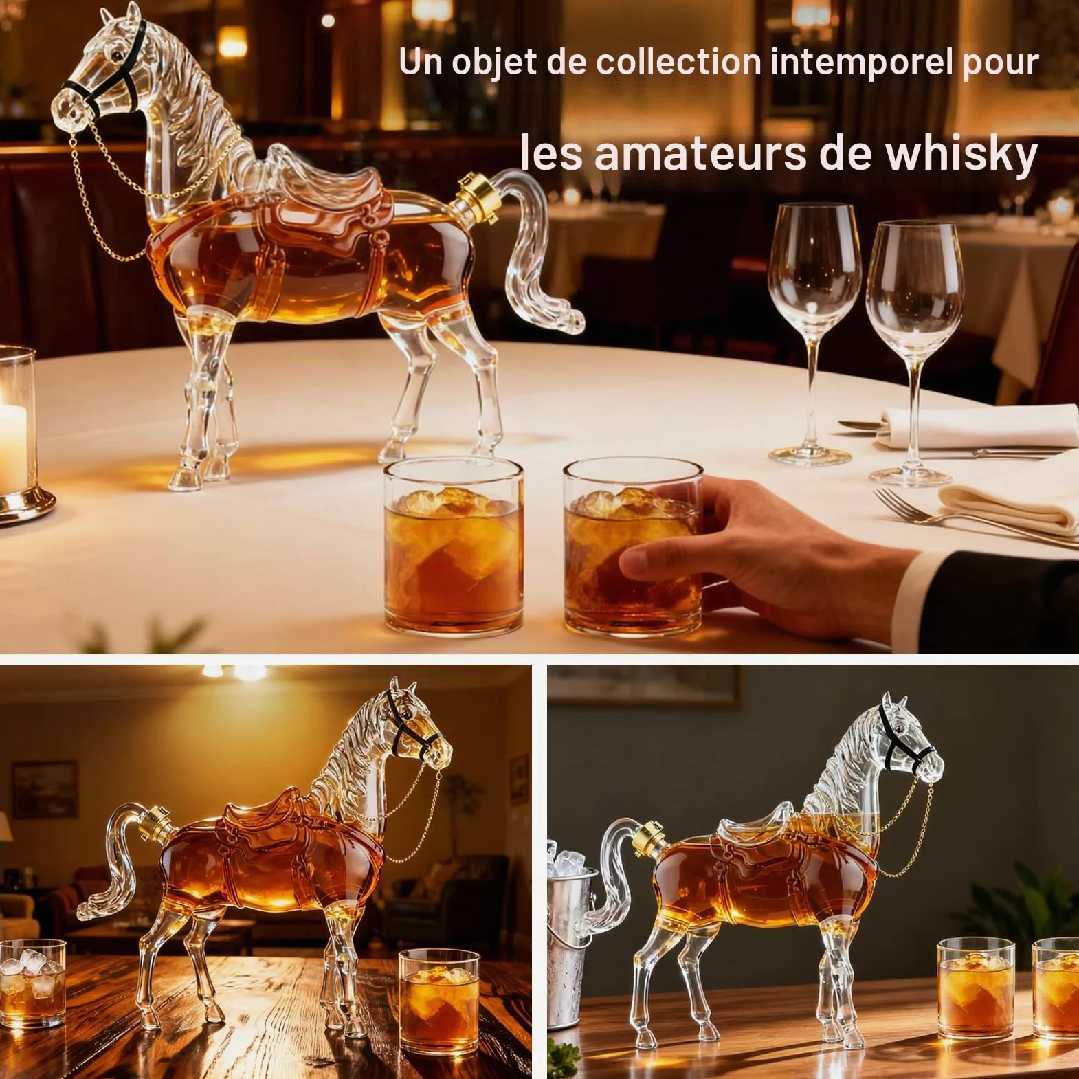 Carafe à Whisky, Coffret Cadeau Whisky Pour Homme Carafe à Whisky En Forme De Cheval Avec 2 Verres à Liqueur Coffret Cadeau Original Pour Homme Papa Mari Petit Ami