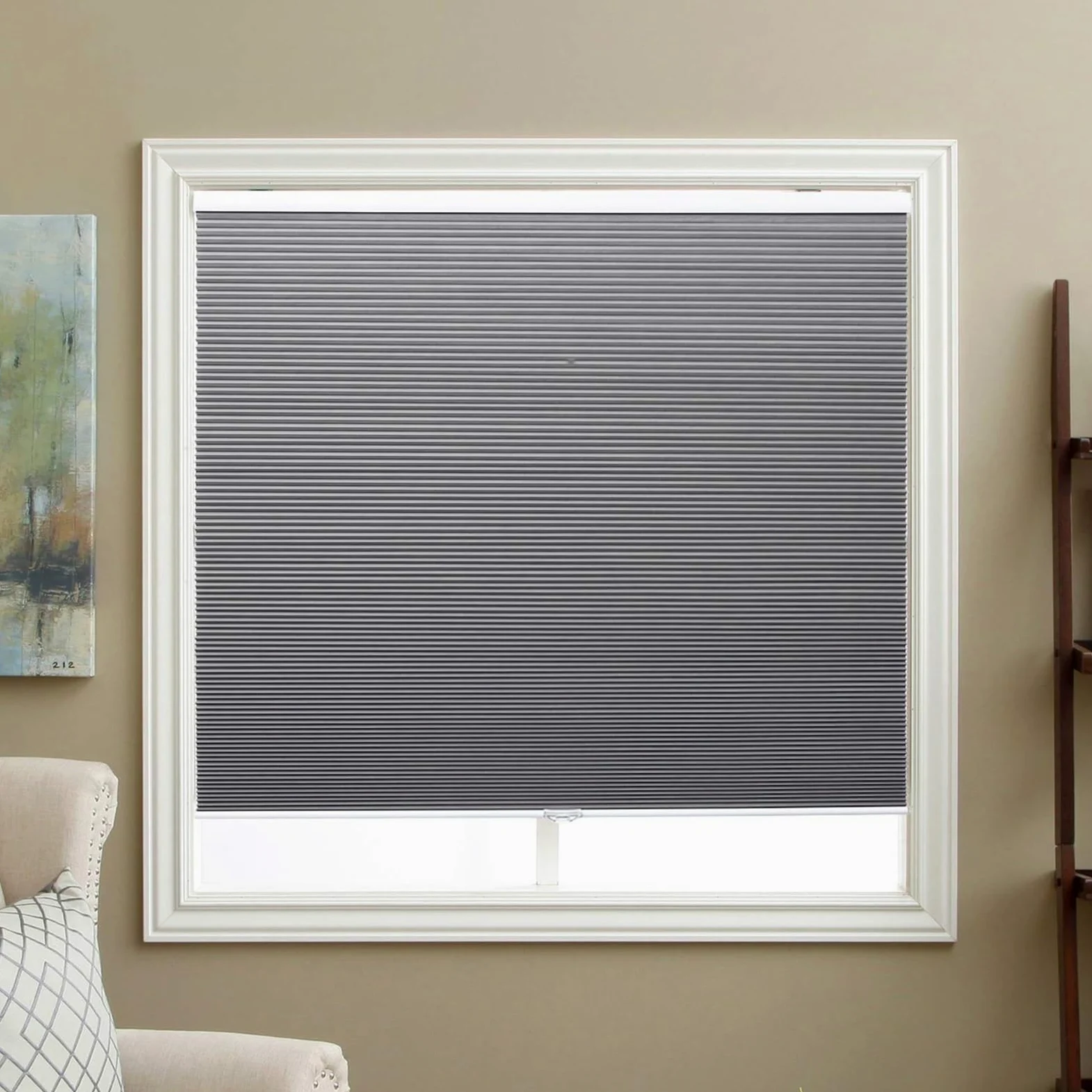 Cellular Shades Store de fenêtre occultant sans Fil en Tissu nid d'abeille, 73,7 x 162,6 cm (l x H), Argent Froid (occultant)