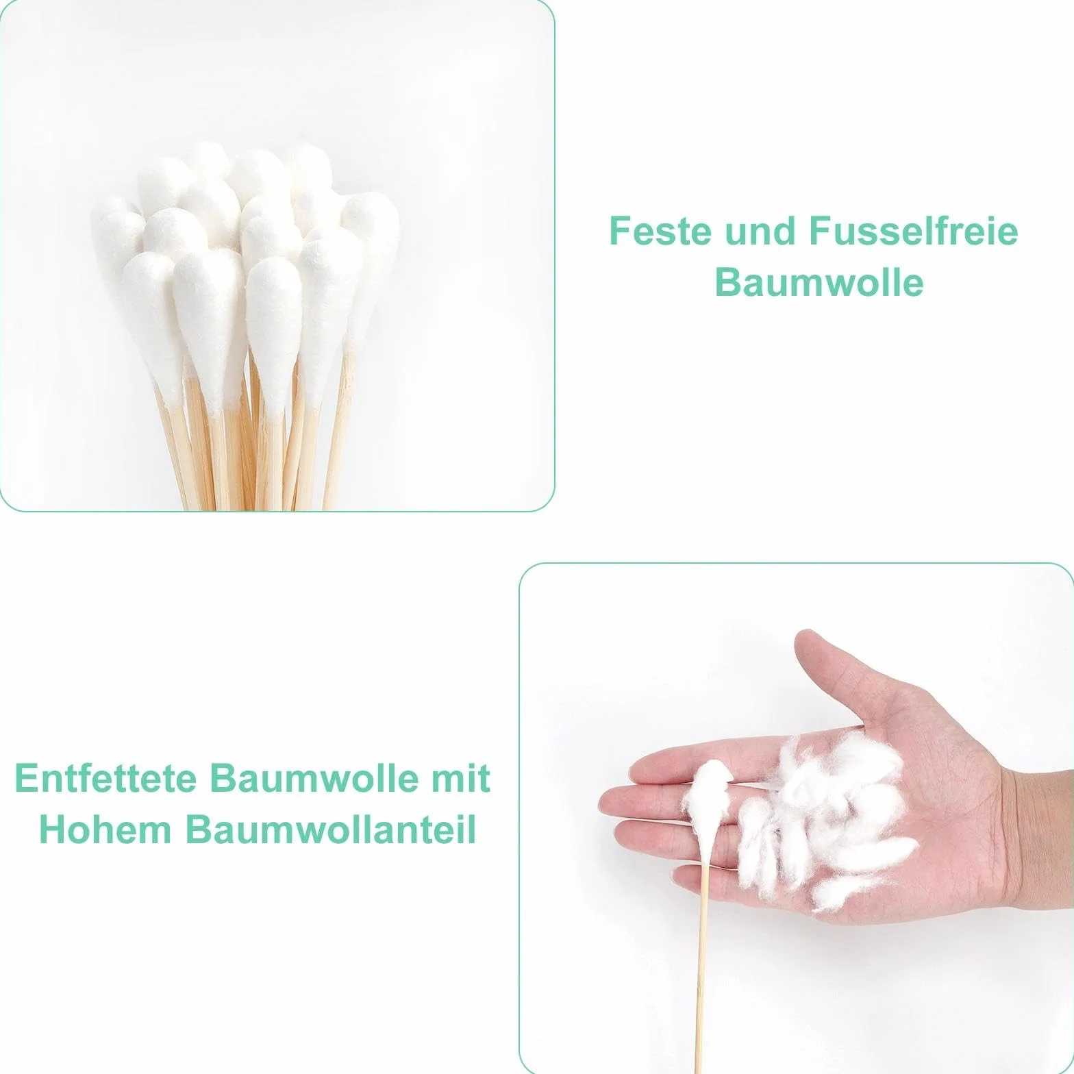 Cotons-Tiges en Bois 20cm 100 Pièces pour Maquillage Nettoyage