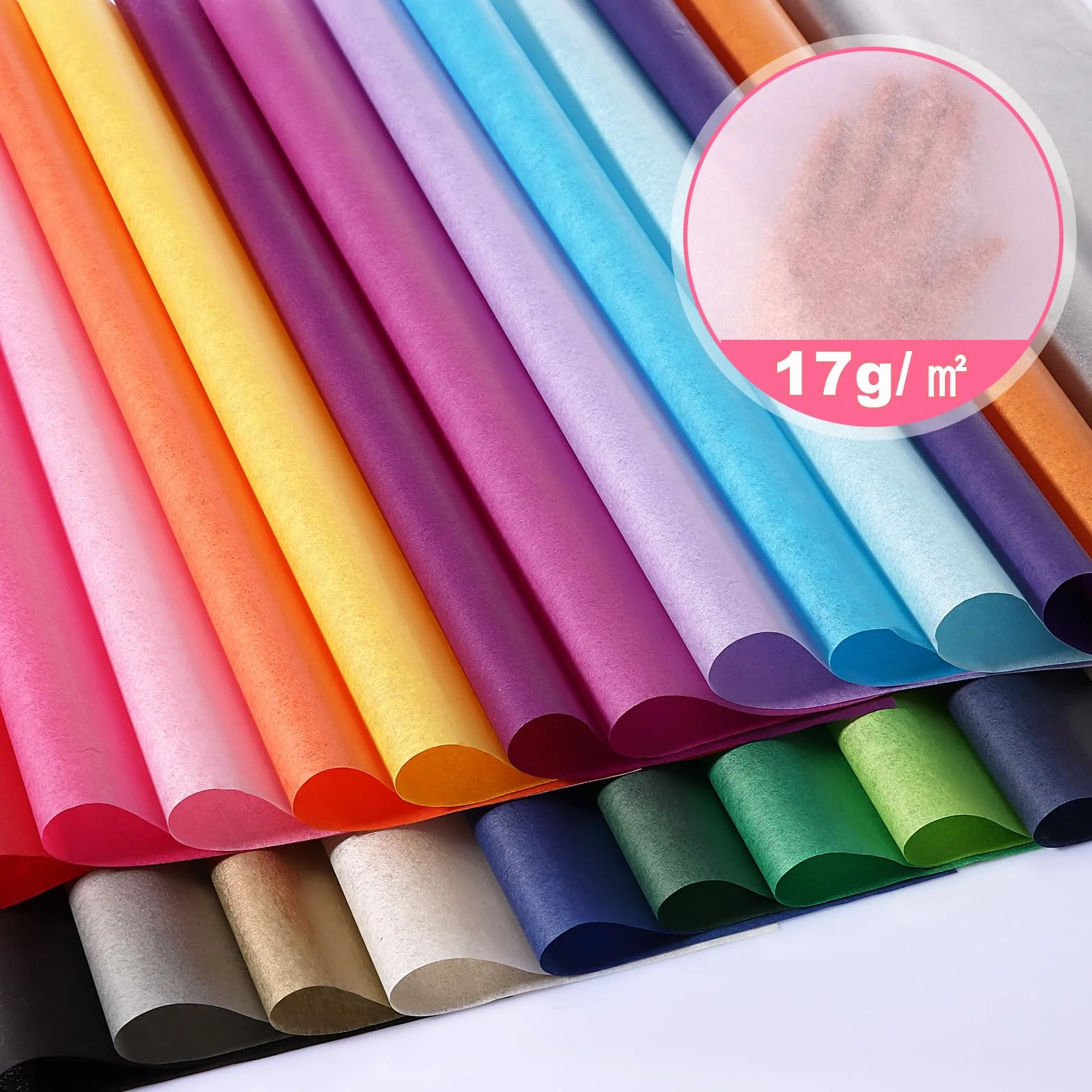 Papier de Soie A4 36 Couleurs 17 g/m² 360 Feuilles pour Emballage et Décoration