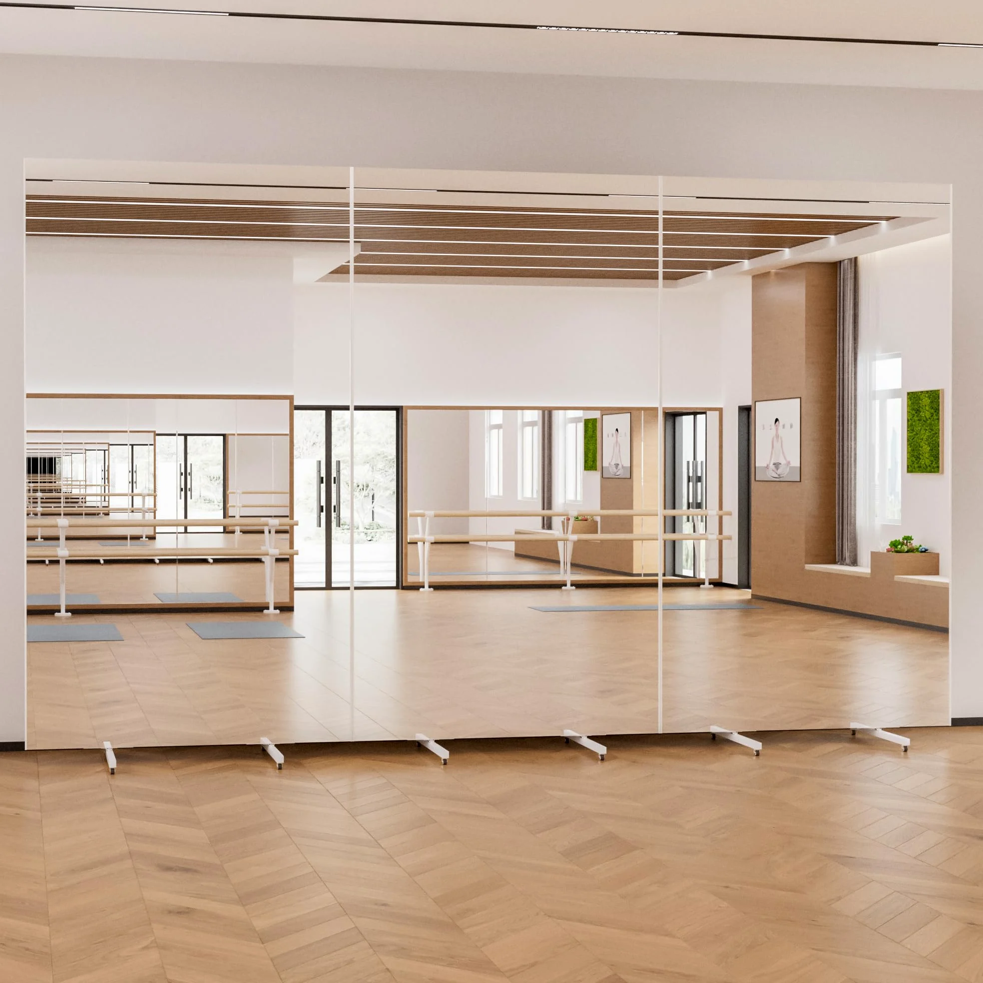 brisafe Miroir intégral sans verre - 180 x 100 cm - Rotatif - Incassable - Noir | Miroir sur pied léger avec roulettes, mobile ; pour salle de gym, salle de danse, yoga, boutique et gym à domicile