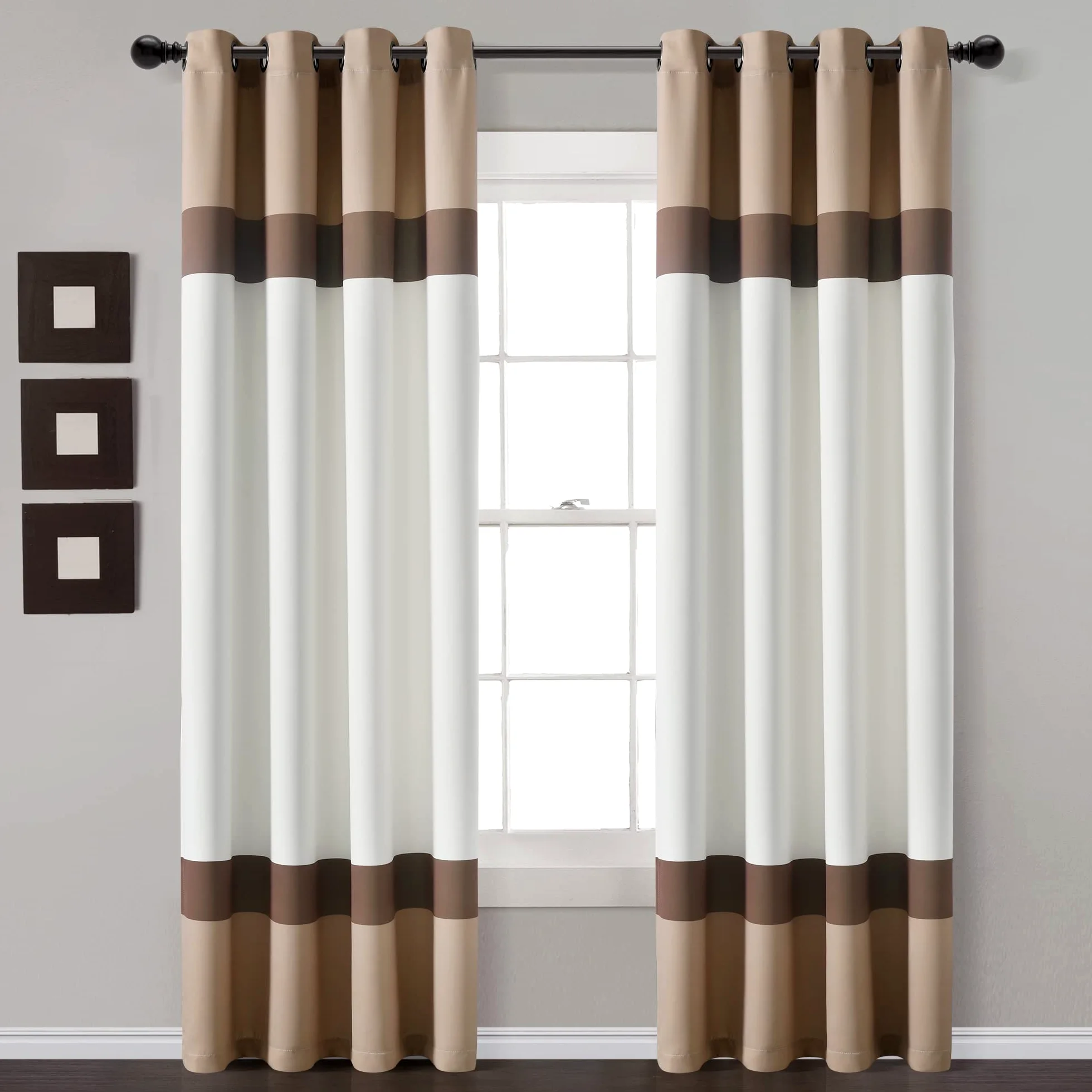 Lush Decor Alexander Paire de Rideaux de fenêtre filtrant la lumière, 213,4 cm (L) x 132,1 cm (l) - Neutre