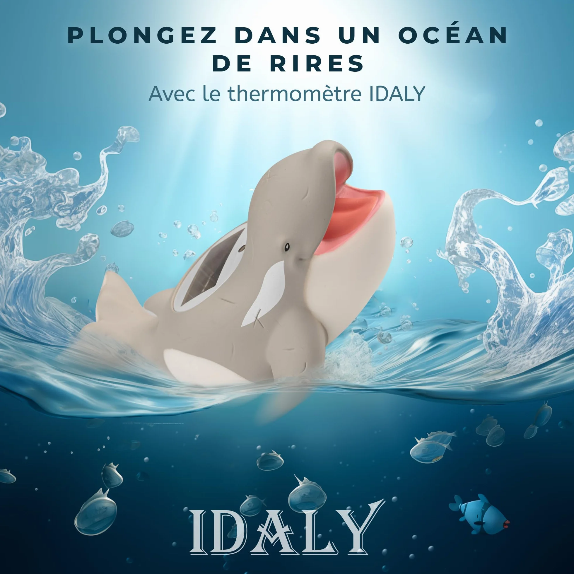 Thermomètre Bain Bébés Numérique Flottant avec Alarme LED, Écran LCD, Lecture Précise, Cadeau Naissance (GRIS)