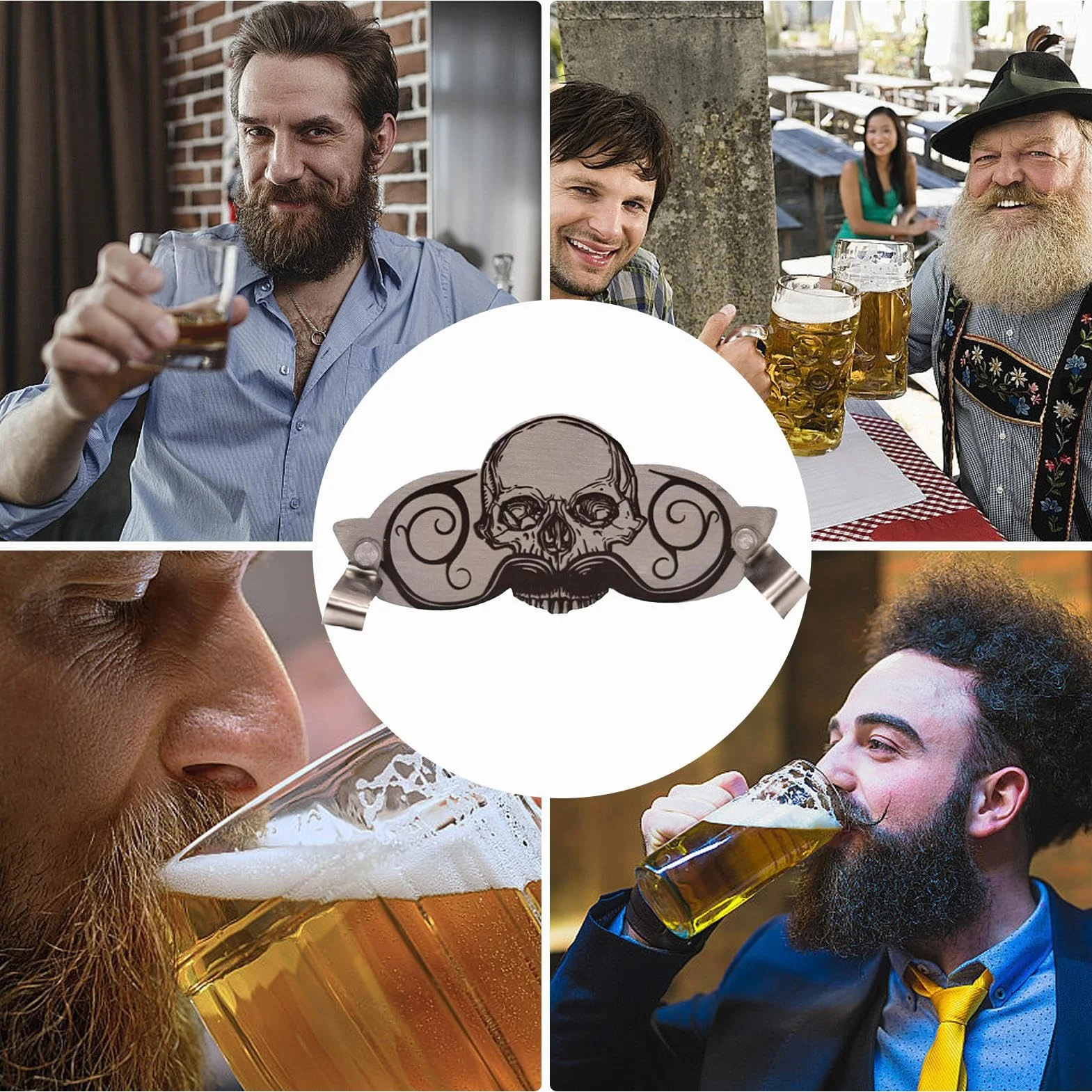Bière moustache tasse protection acier inoxydable tête de mort décoration innovante