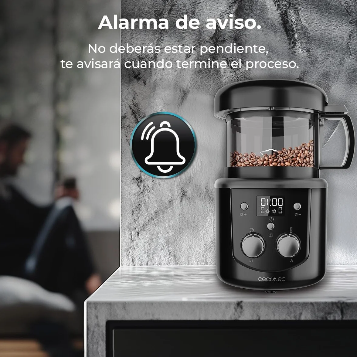 Cecotec Torréfacteur Café Grains Électrique 1400W Torréfaction Automatique Manuelle Capacité 100-150g