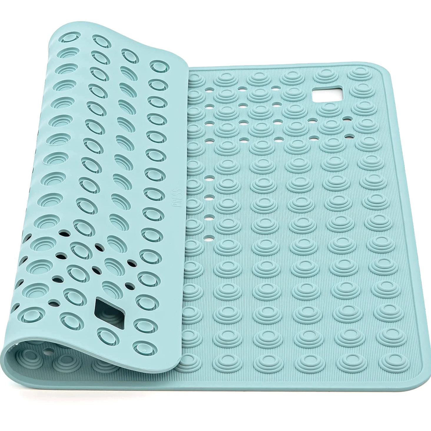 Tatkraft Detail - Tapis de Douche Antidérapant - 60x60cm - Tapis de Bain Caoutchouc Carré - 134 Ventouses - Sans BPA - Antifongique et Antibactérien - Pour Enfants et Sénior - Qualité Italienne - Bleu