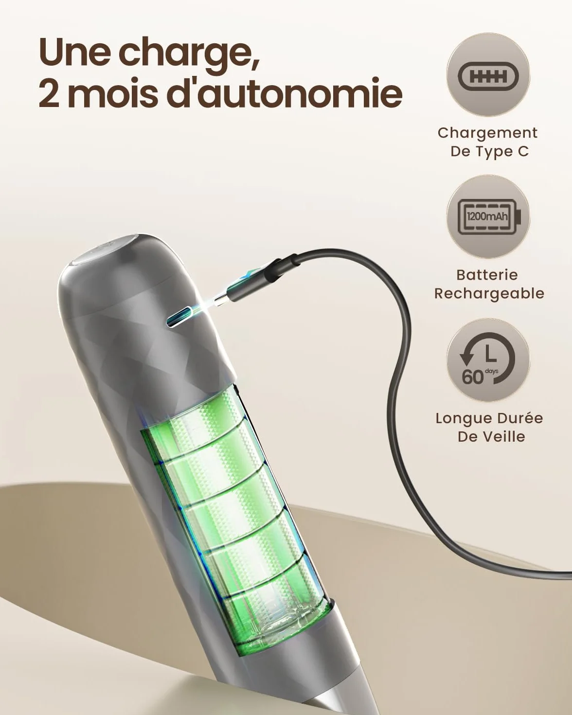 Maestri House Mousseur à Lait Électrique Rechargeable, Fouet Acier Inoxydable Portable Mini Mixeur Café Latte Cappuccino Matcha Lunafro Mini