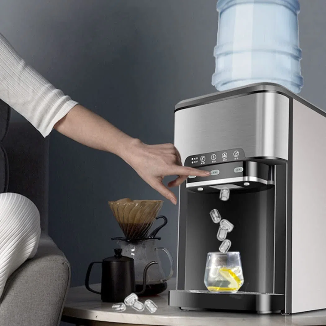Machine à Glaçons Acier Inoxydable, Ice Maker, 25kg par Jour, Réservoir de 1.8l, 7-11 Glaçons par 12 Min, Automatique électrique Compact Portable Machine à Glace, avec Cuillère à Glace