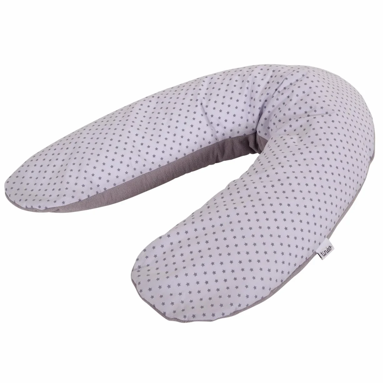 Coussin de maternité et d'allaitement éponge gris étoiles