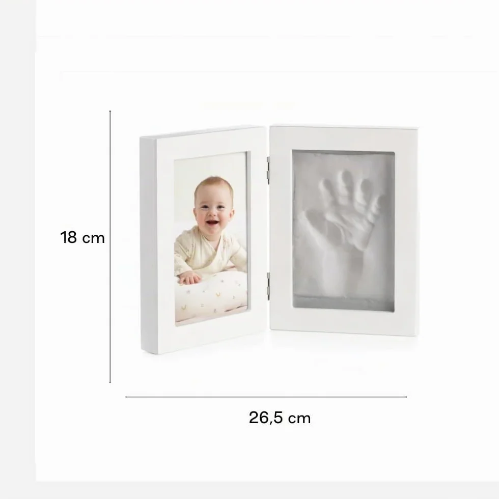 Jané Cadre Empreinte Bébé avec Photo, Argile à Modeler Séchage 24h, Souvenir Main ou Pied, Blanc