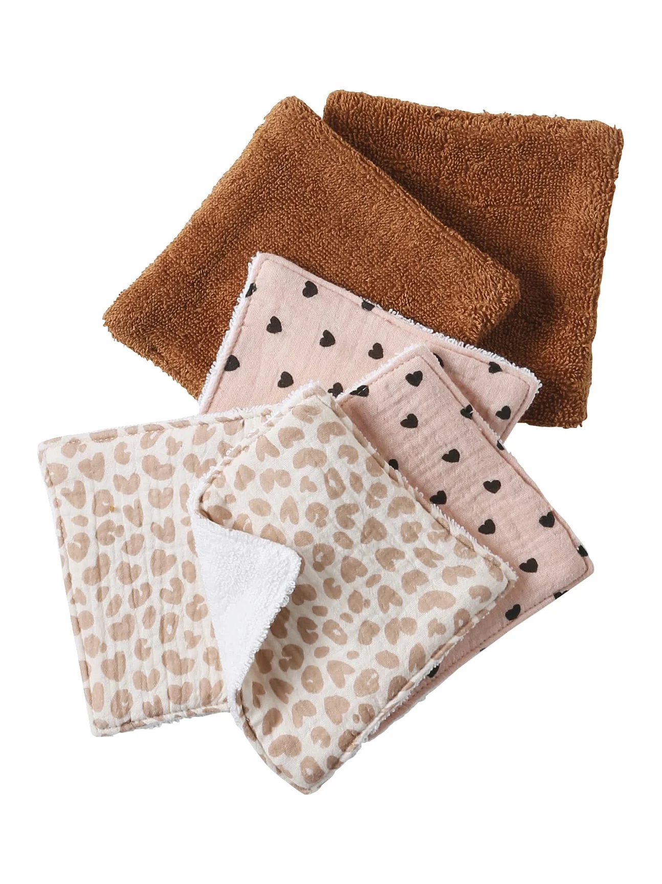 VERTBAUDET Lot de 6 lingettes lavables noisette