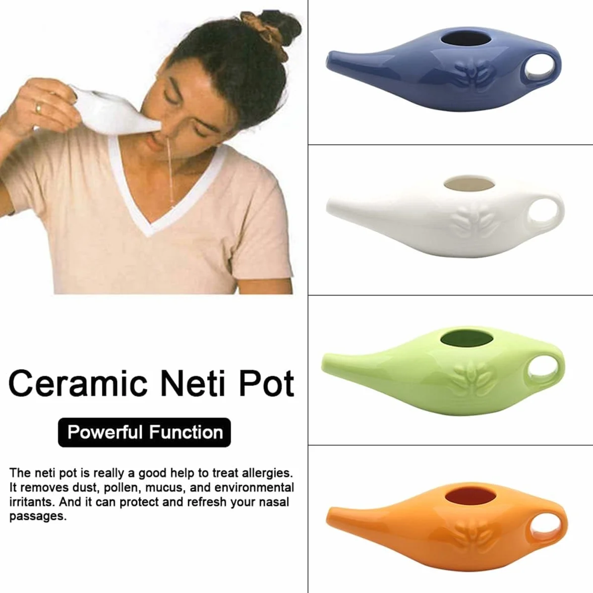 Pot de nettoyage de nez en céramique 250 ml étanche bec verseur rinçage nasal