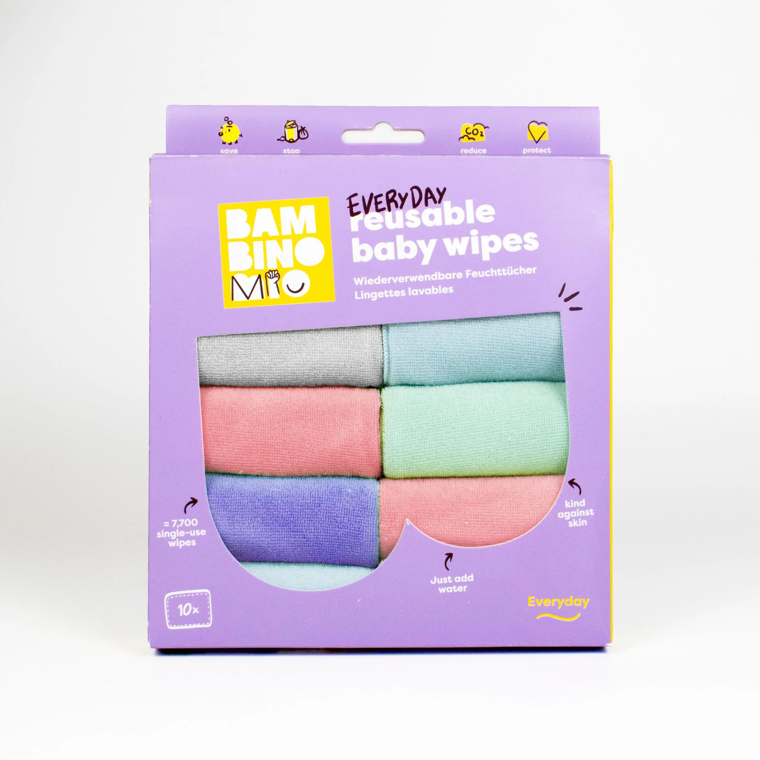Bambino Mio Lingettes Bébé Lavables Ultra Doux Lot De 10 Nuage