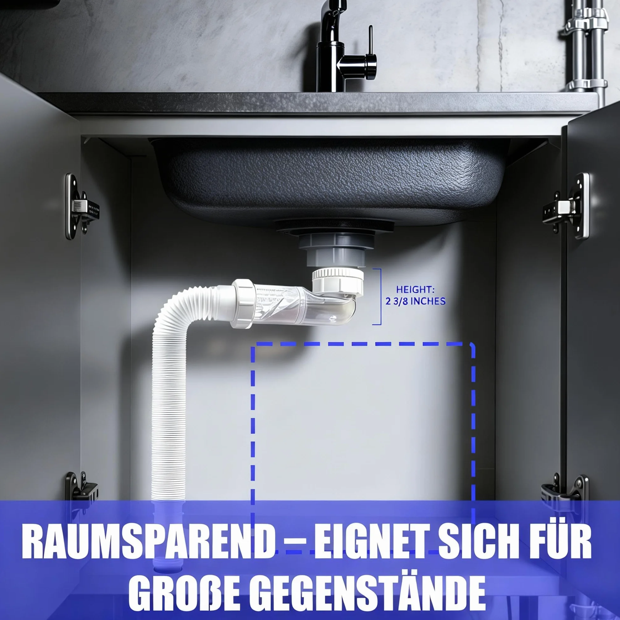 Siphon Lavabo Extra Plat Réglable 1 1/4" Anti-Odeurs Blanc