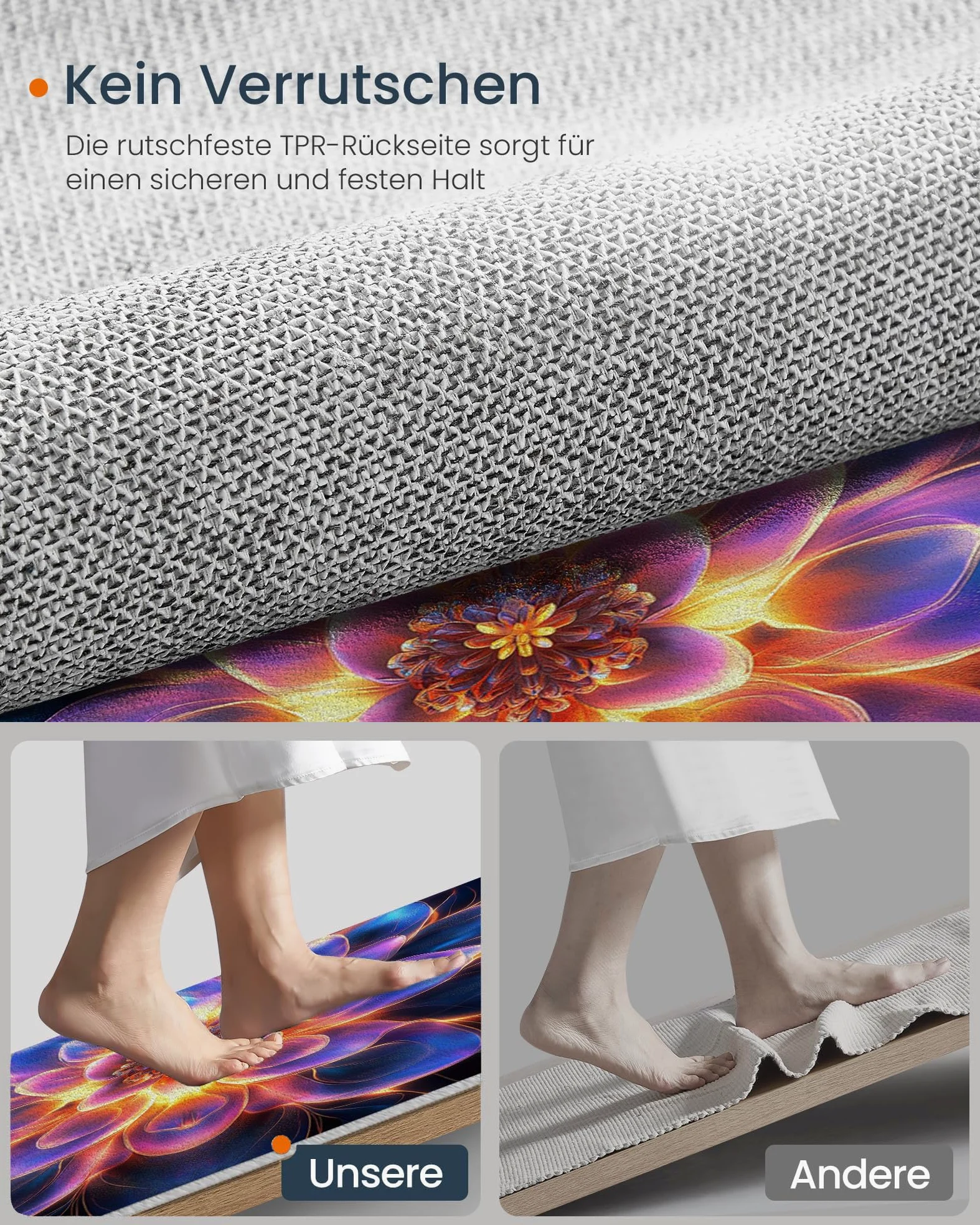 Tapis Rond 100cm, Microfibre Douce Tapis Circulaire Fantastique Art, Moquette Salon Chambre, Imprimés Brillant Mandala Antidérapant Lavable Moquette de Décoration, Bleu Violet
