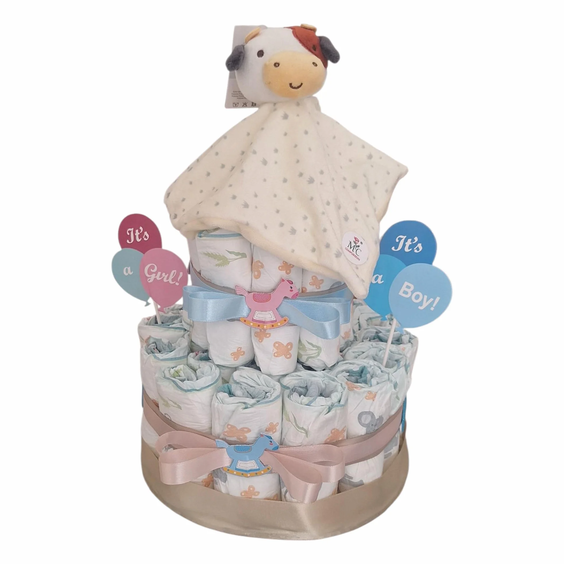 MC Gâteau à Couches Design Unisexe Thème Boy/Girl Cadeau Baby Shower Naissance