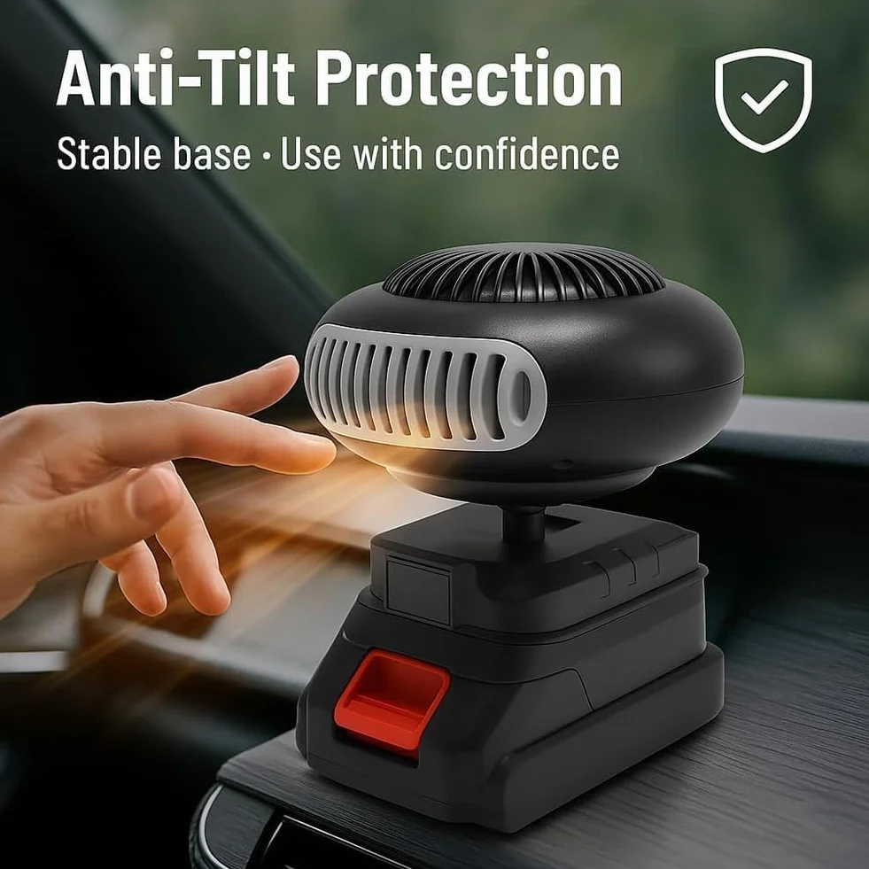 Battery Powered Car Heater, 2026 Portable Wireless Heater for Office, Indoor (15 Cells, 2 Batteries)
