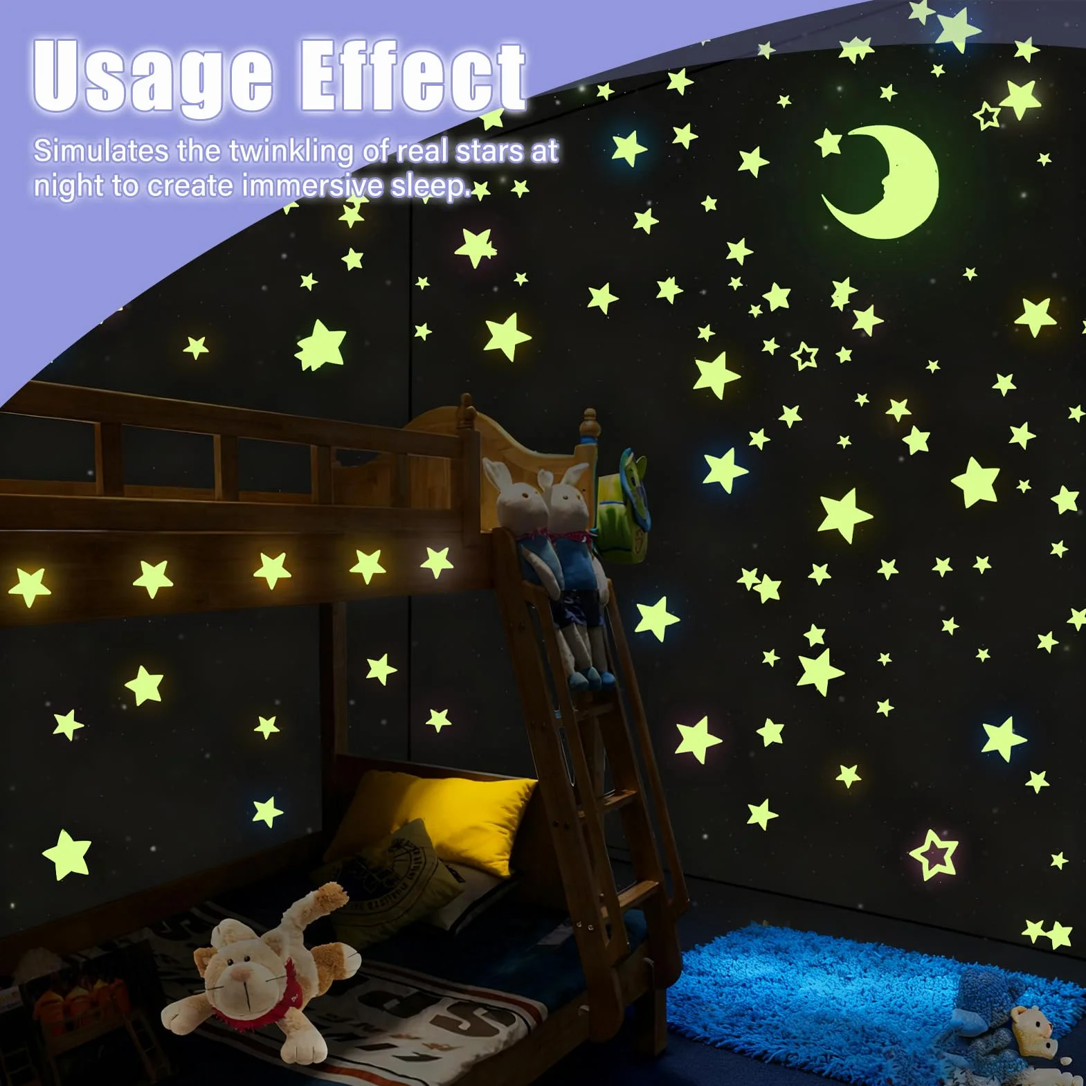 Ruvan 207 Pièces Étoiles Phosphorescentes Plafond, Autocollantes Fluorescentes Chambre Enfant