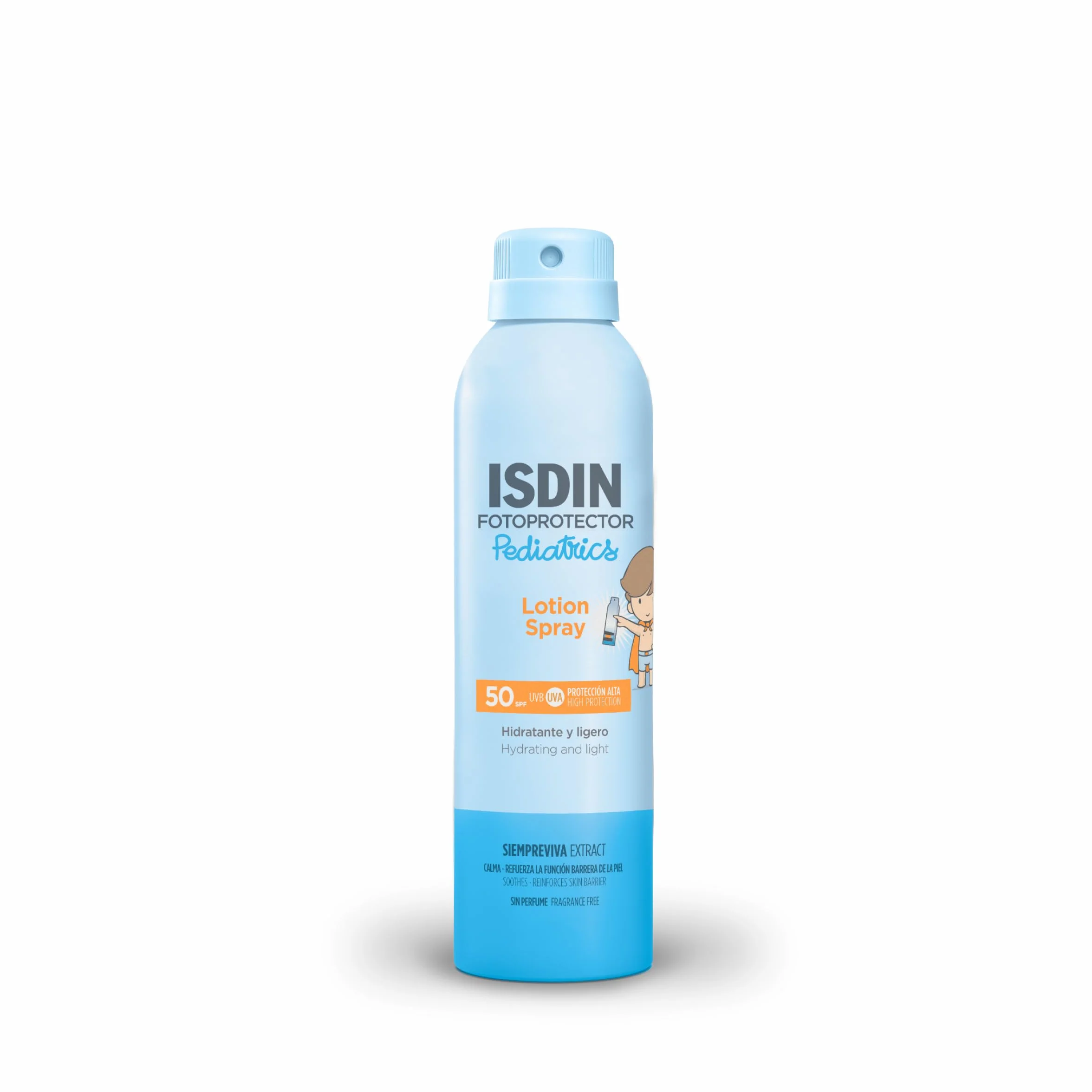 ISDIN Pediatrics Lotion Spray SPF 50 250 ml Crème Solaire Corps Enfants Hydratante Légère Sans Parfum