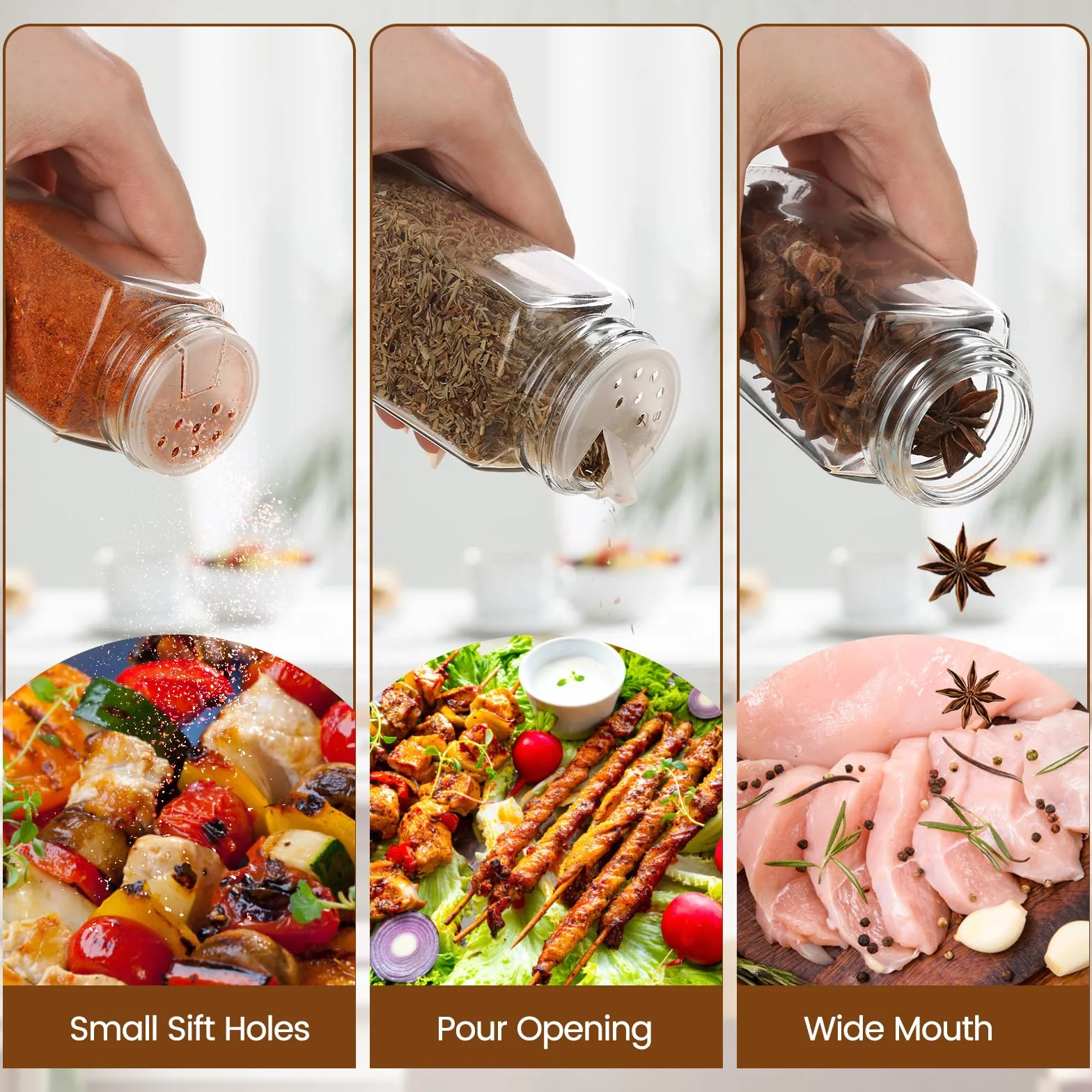 Lannvan Pot à Épices en Verre et Bois - 24 Pièces 120ml Bocaux à Épices avec Tamis, Étiquettes, Entonnoir