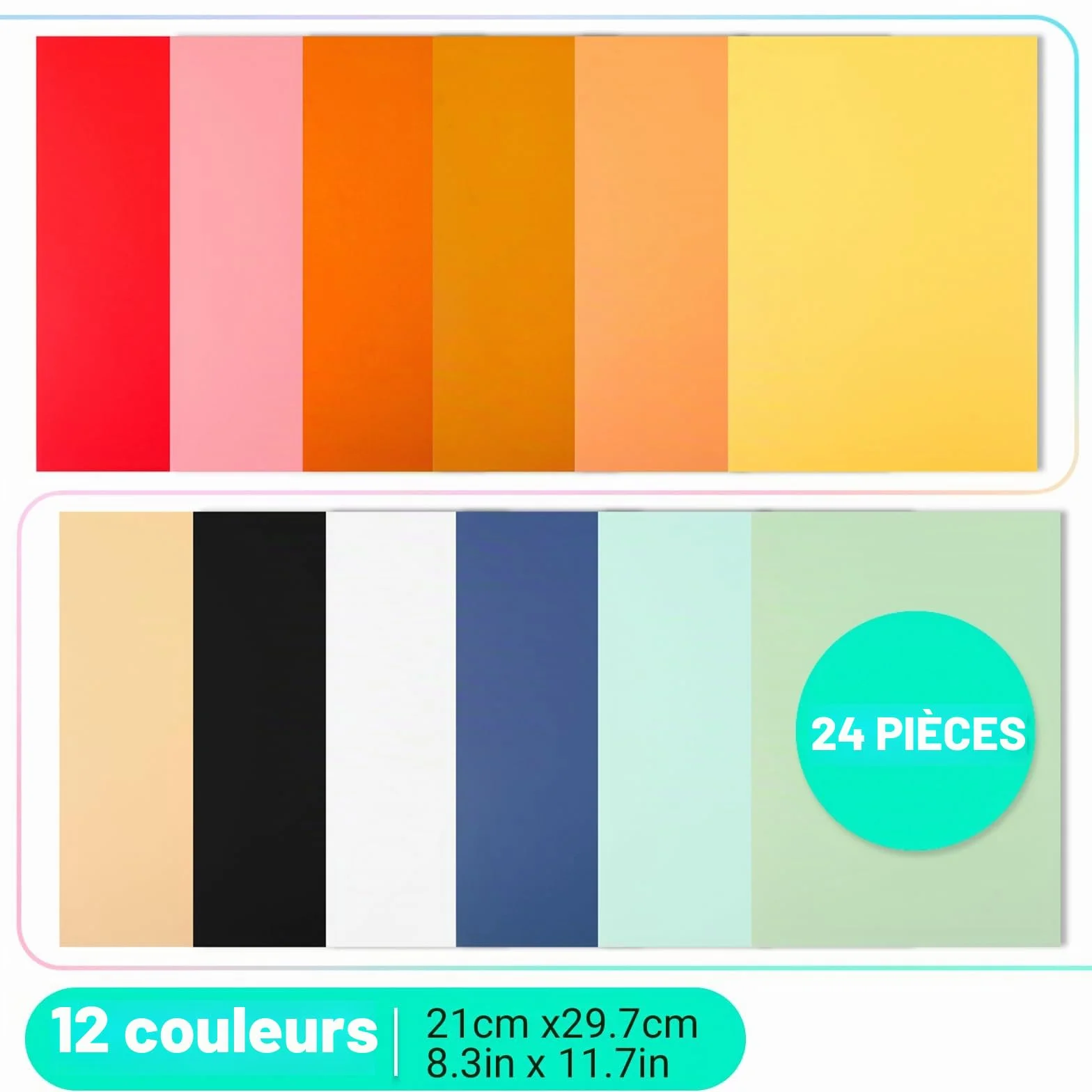 Papier calque coloré A4 24 feuilles – papier vitrail pour travaux manuels, lanternes, impression, dessins, scrapbooking et projets créatifs