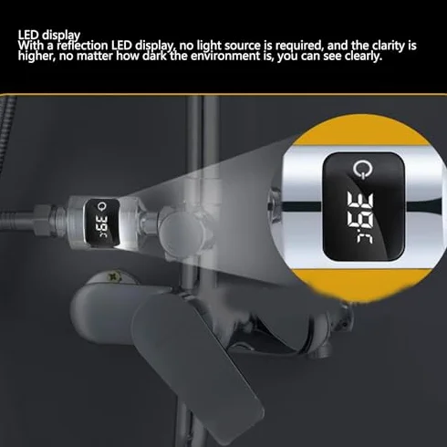 Thermomètre de Douche LED étanche en Acier Inoxydable 1/2 Pouce