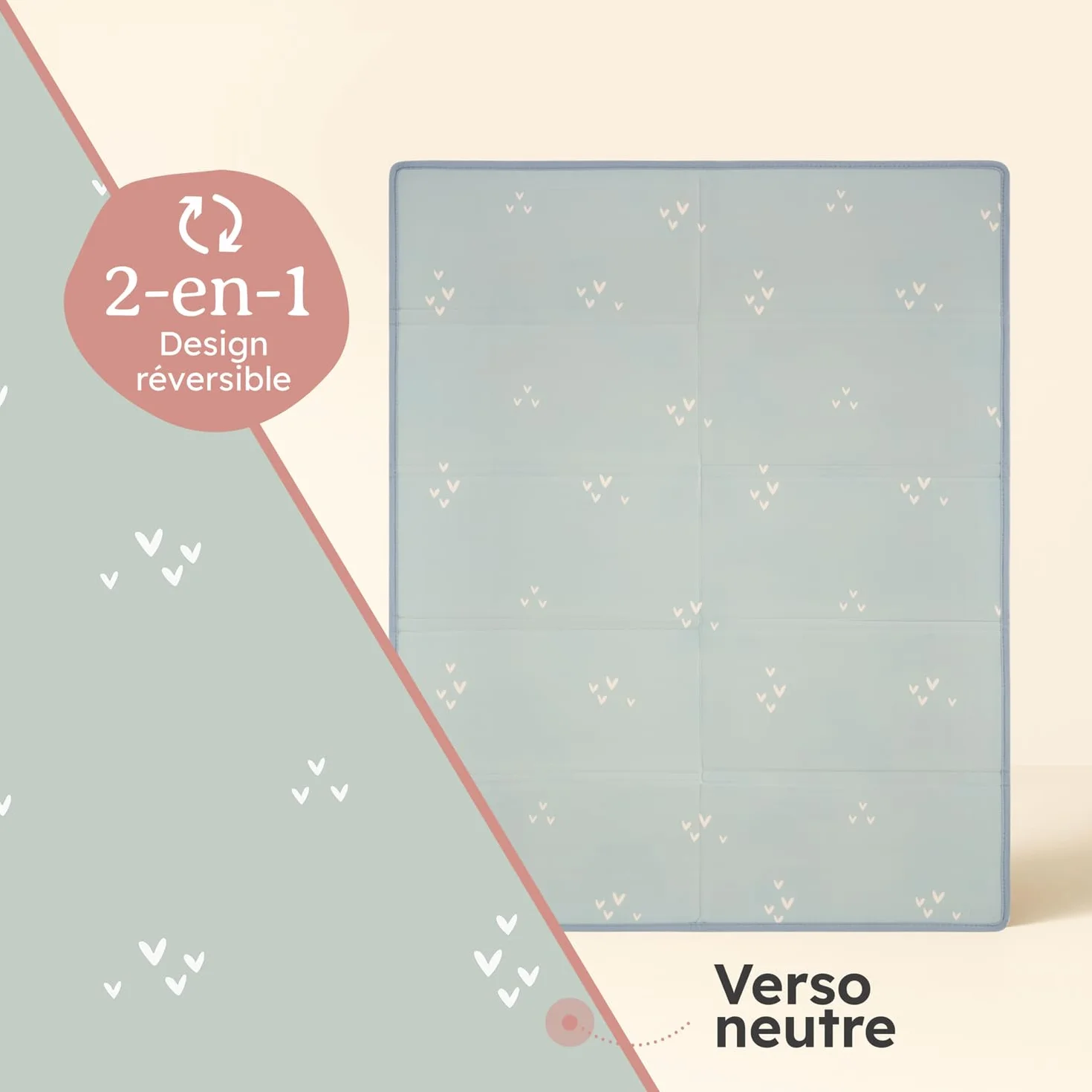 Tapis d’éveil bébé imperméable 120 x 150 x 1 cm pliable réversible antidérapant arc-en-ciel