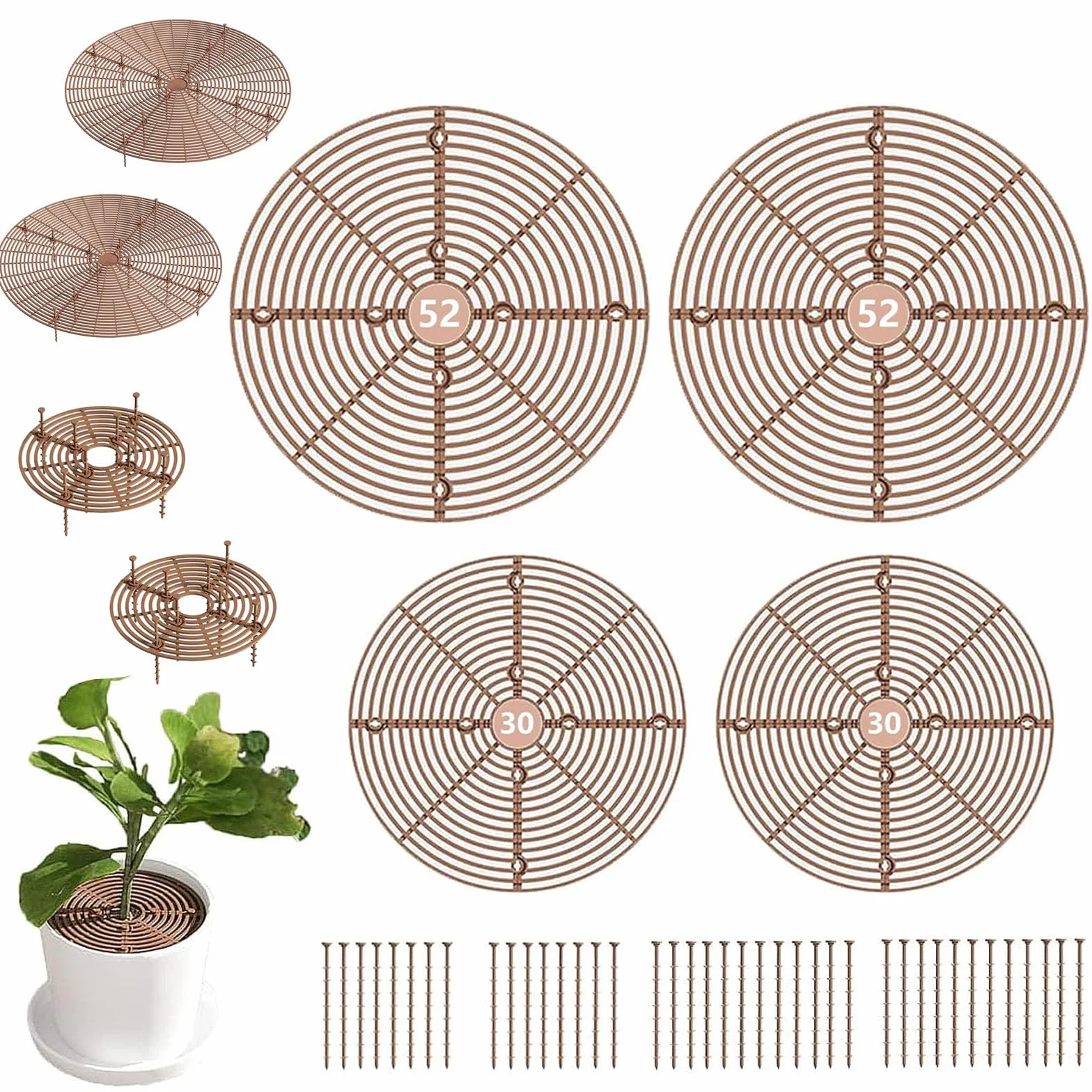 Grille de Protection pour Pot de Fleurs 52cm 30cm Plastique Sécurité Animaux Chat Bébé 40 Piles