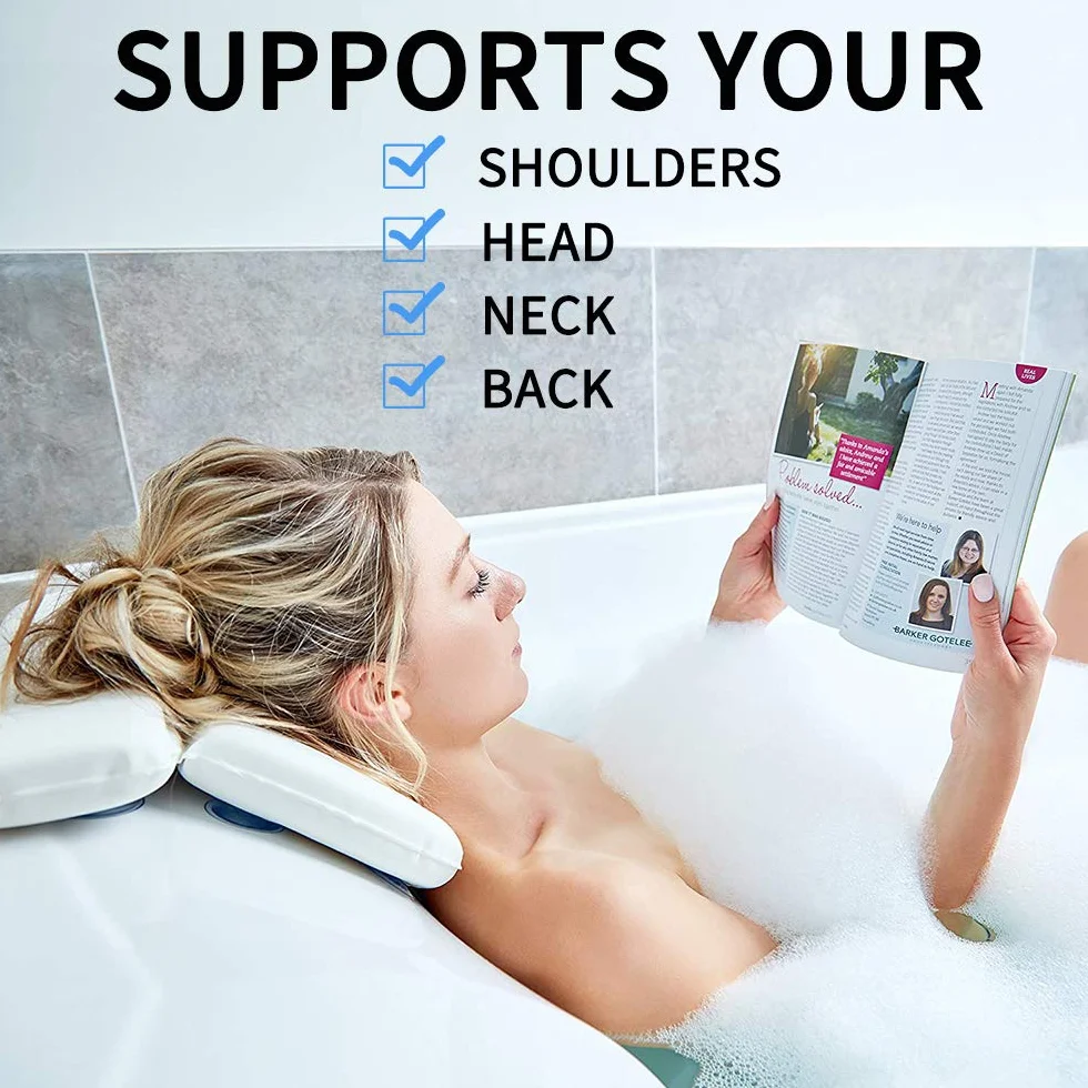 Coussin De Bain Antidérapant avec 7 Ventouses pour Cou Dos Épaules Tête Jacuzzi Spa 14.5x11"