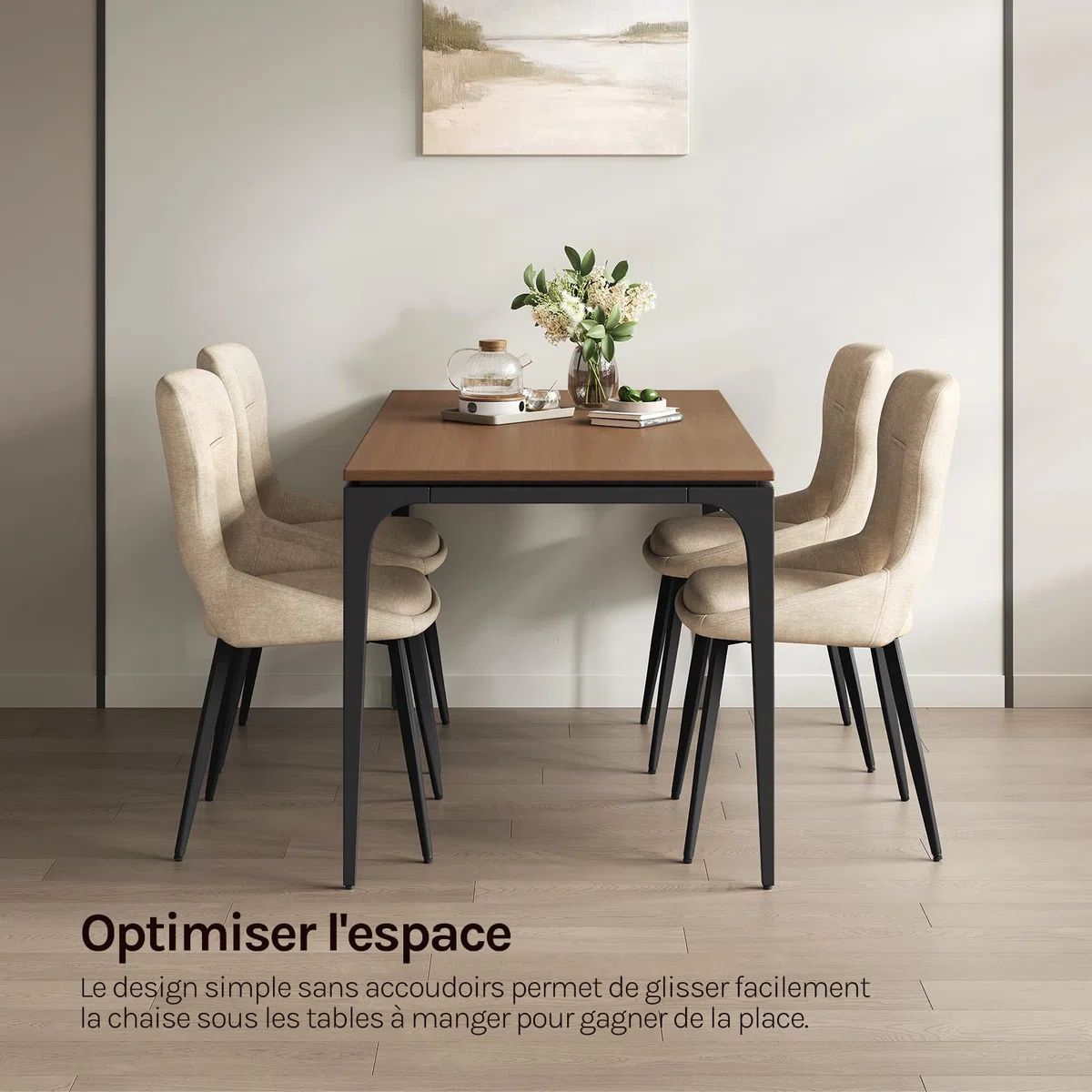 WOLTU Lot de 2 Chaises de Salle à Manger,Beige