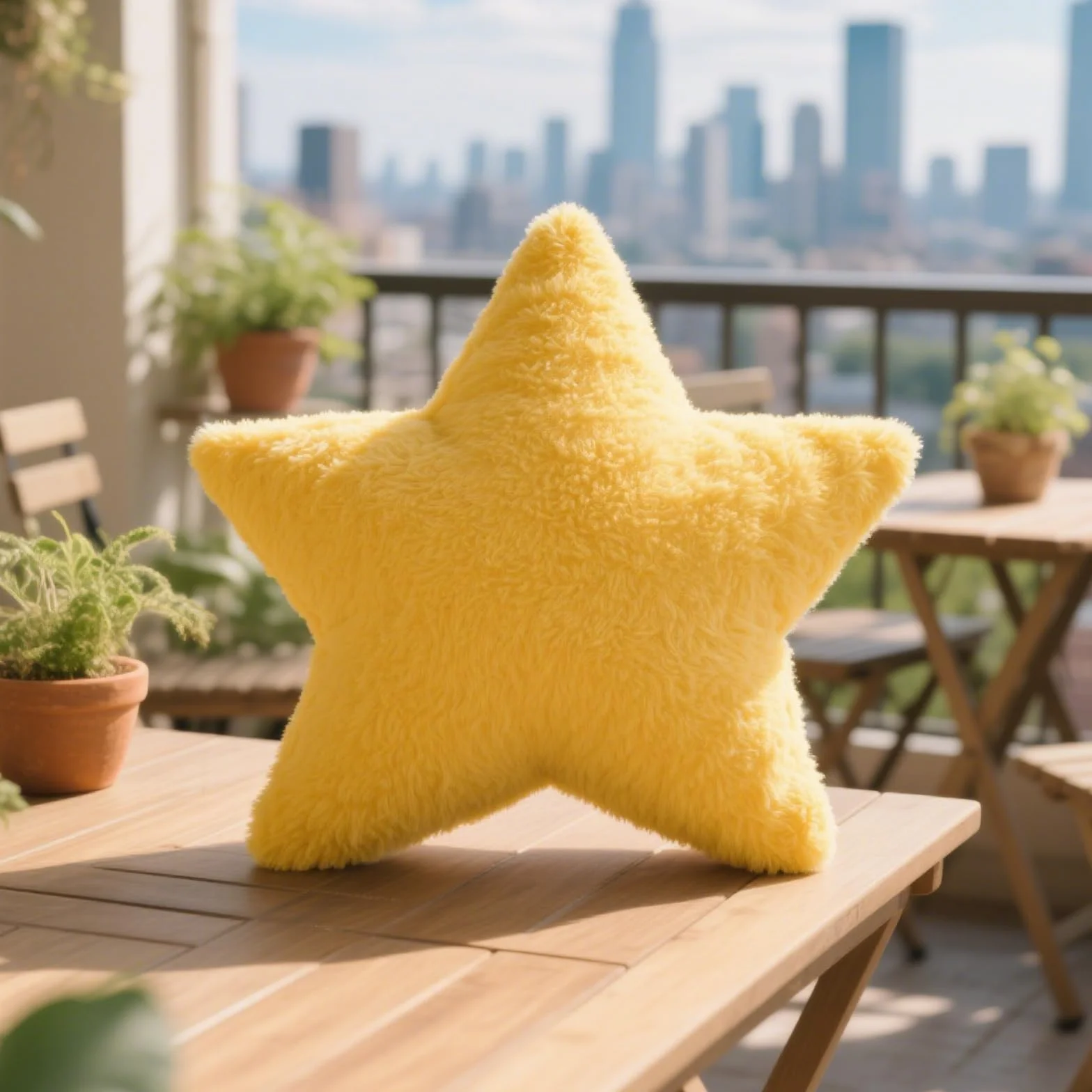 Children's Star Cushion Soft Fluffy Decorative Pillow for Bedroom Boys Girls Yellow 30cm