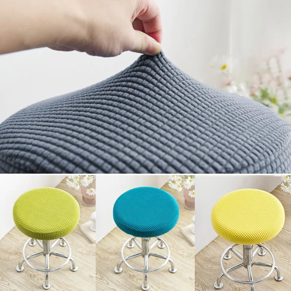 Lot de 2 housses de tabouret rondes élastiques lavables pour tabouret pivotant 30-40 cm Gris