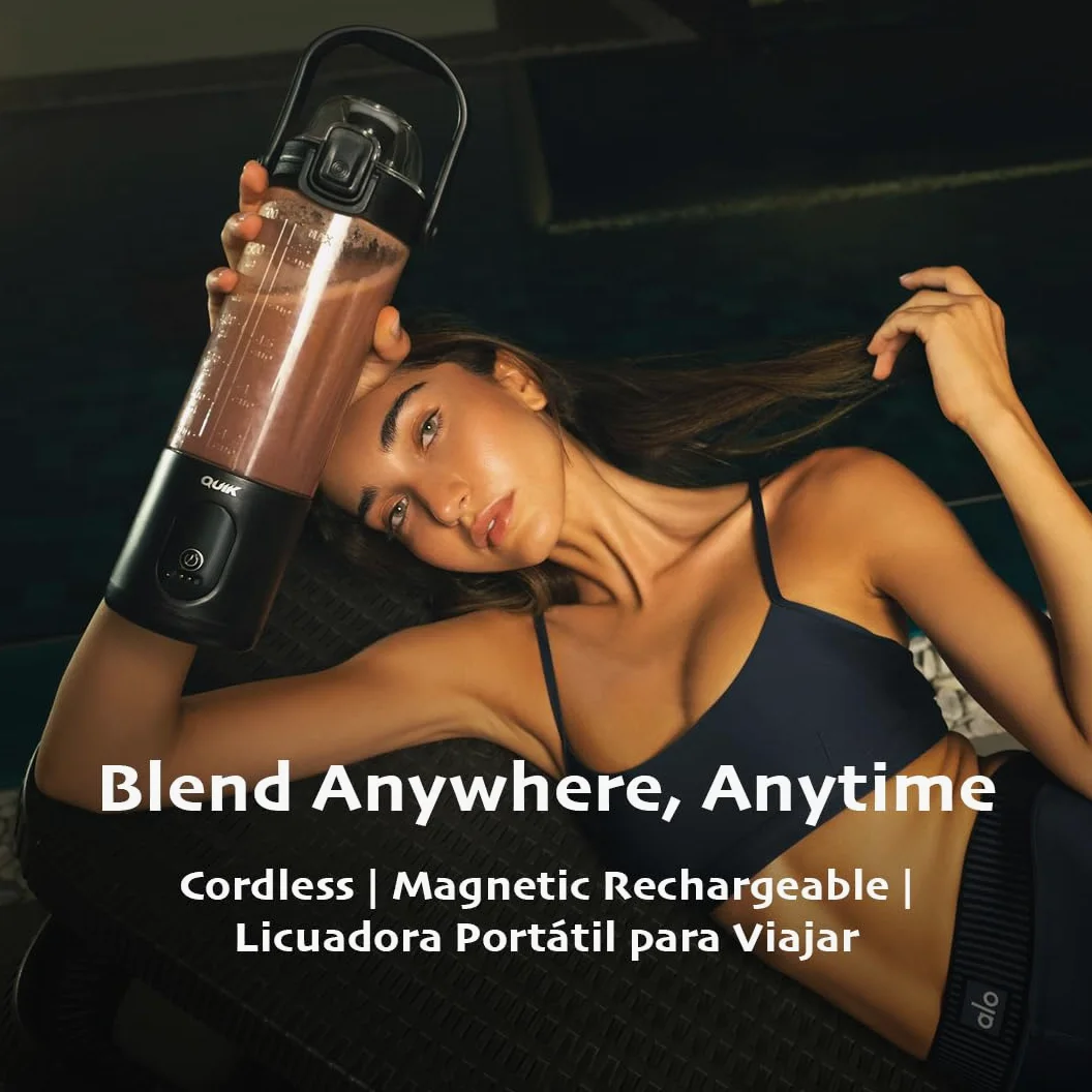QUIK Mélangeur portable sans fil, 680,4 g, mélangeur personnel pour smoothies et smoothies, sans BPA, broyage de glace, passe au lave-vaisselle, étanche