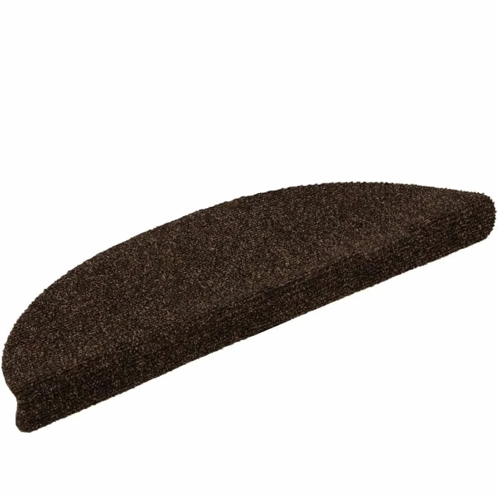 Lot de 5 tapis d'escalier autocollants - 56 x 17 x 3 cm - Marron - Semi-circulaire - Avec design antidérapant - Pour escaliers en bois et intérieur - Isolation acoustique et sécurité