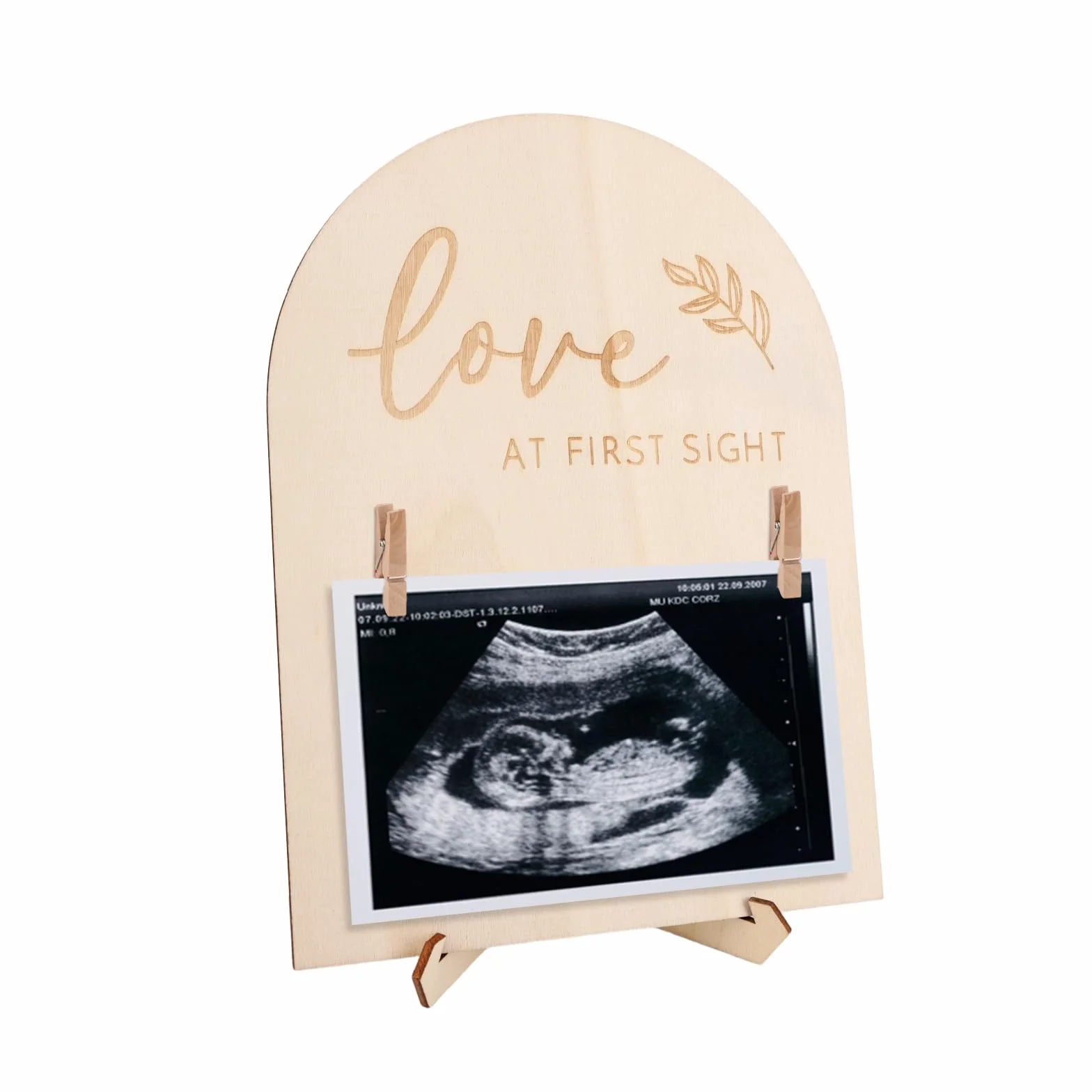 Cadre Photo D'échographie Bébé Souvenir Annonce Grossesse Bois Support Clip Cadeau Révélation Sexe Journal Nouveaux Parents