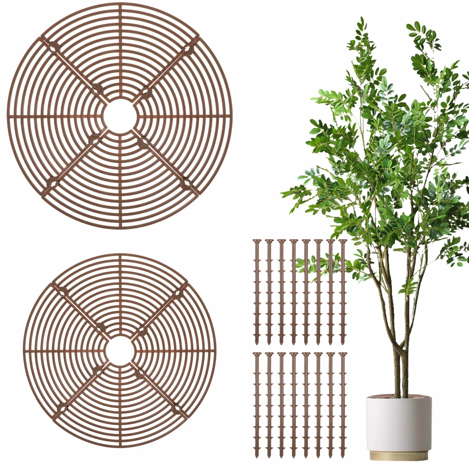 Lot de 2 grilles de protection pour pot de fleurs, ronde, plantes, enfants, animaux