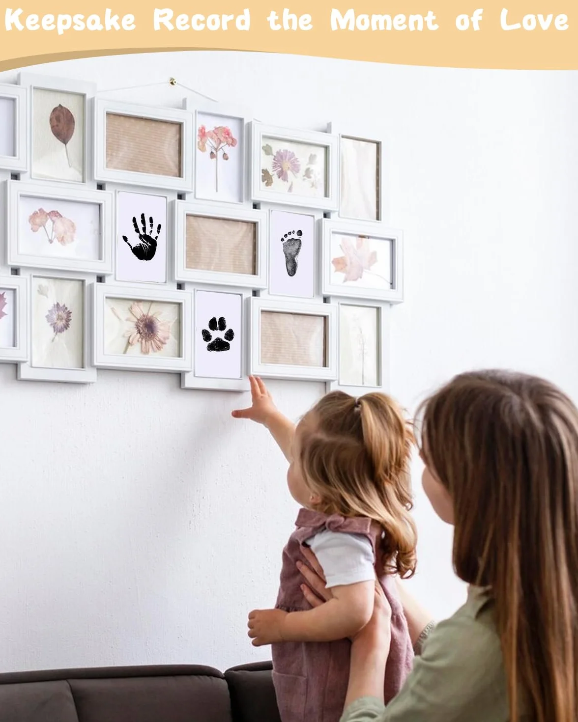 Kit d'empreintes de main et de pied pour bébé nouveau-né 0-6 mois, lot de 4, peau de bébé sans contact avec la couleur