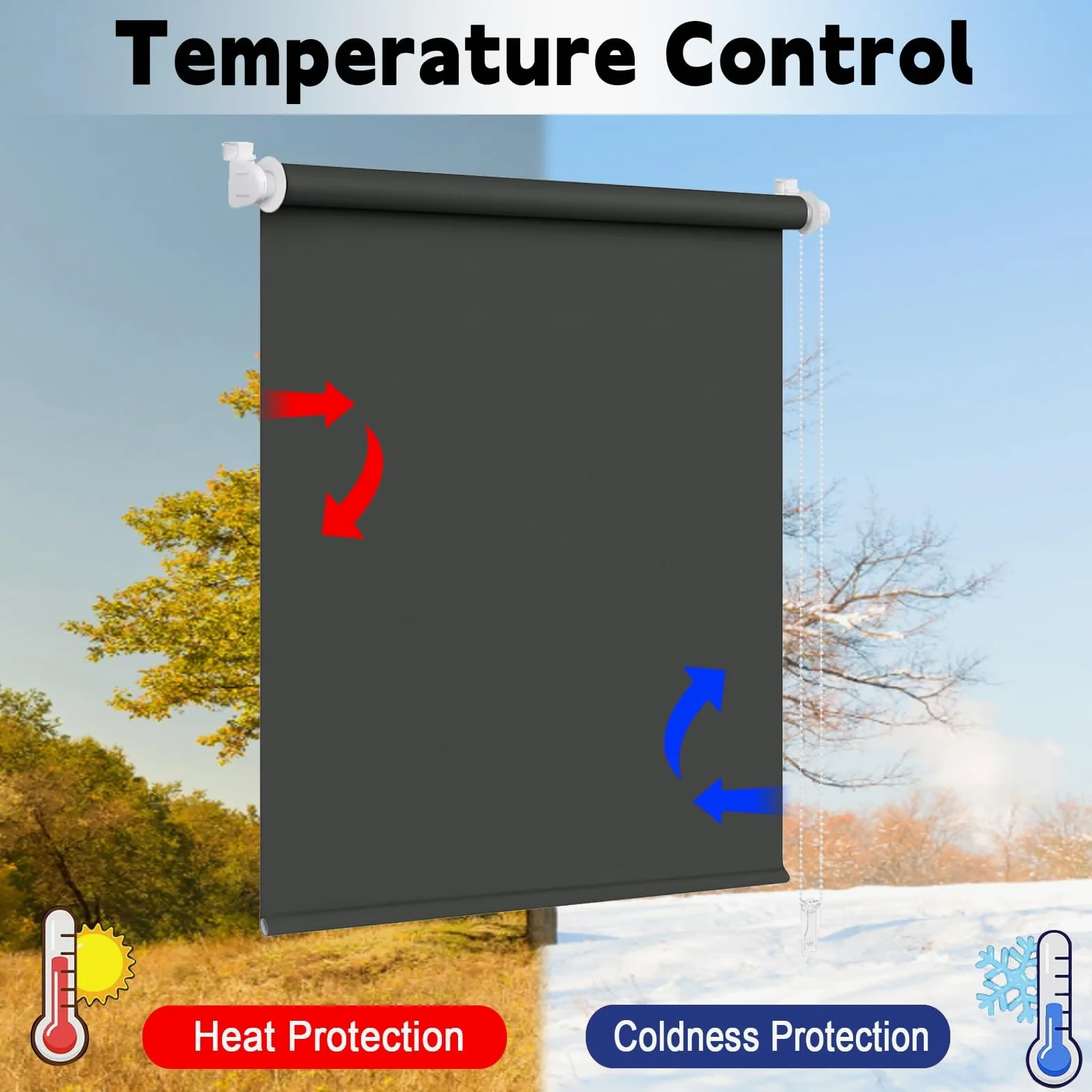 Store Enrouleur Occultant 95 x 115 cm sans Perçage Installation Facile 100% Opaque Protection Thermique Solaire Rideau Occultant sans Percage pour Fenêtre Ou Porte, Gris Foncé