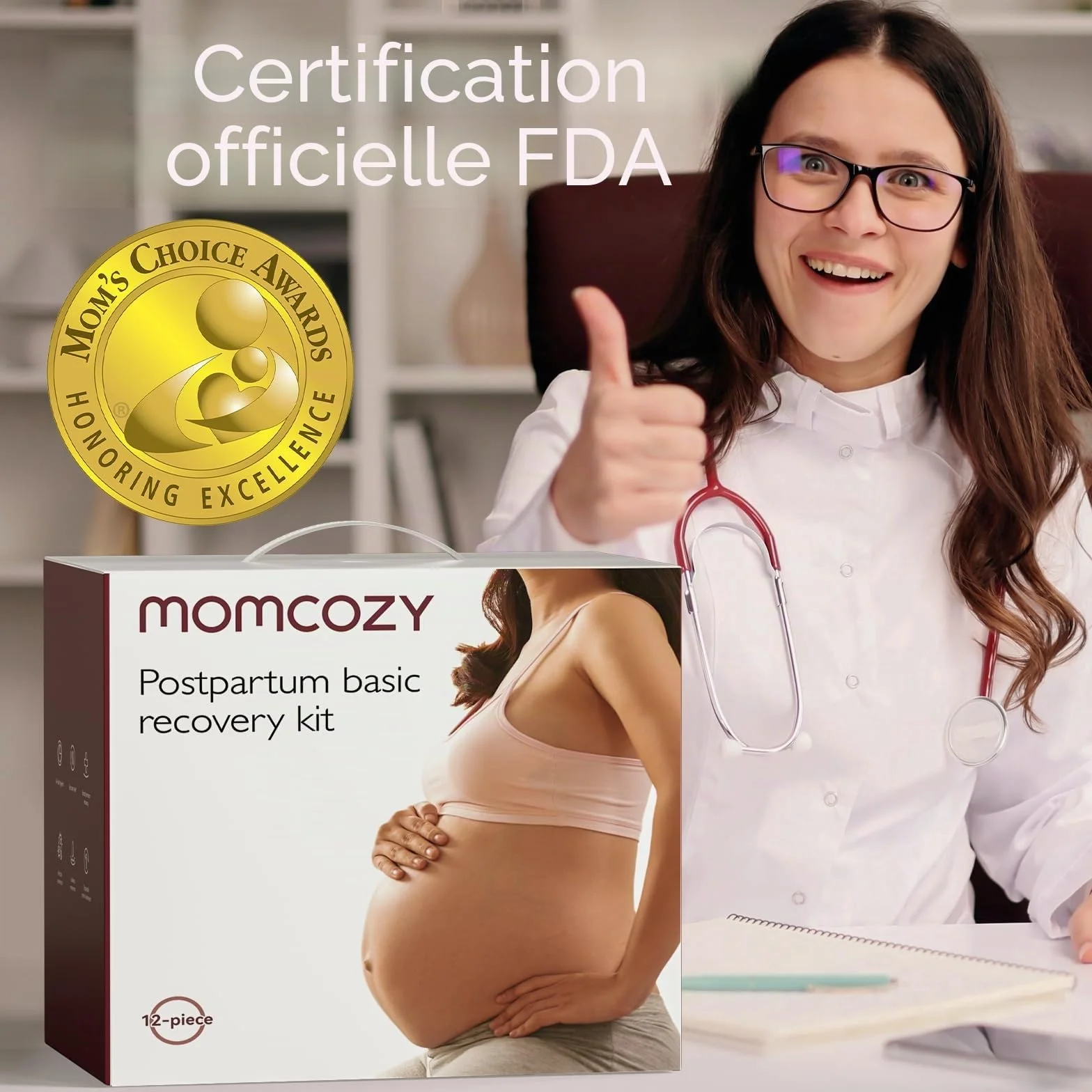 Momcozy Kit essentiel de récupération post-partum, sous-vêtements jetables auto-absorbants, coussinets d'allaitement