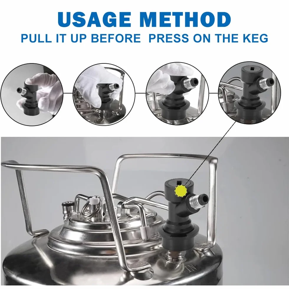 Kit de déconnexion à bille, 2pcs 1/4" Ball Lock MFL Gas & Liquid Beer Keg Disconnects Set
